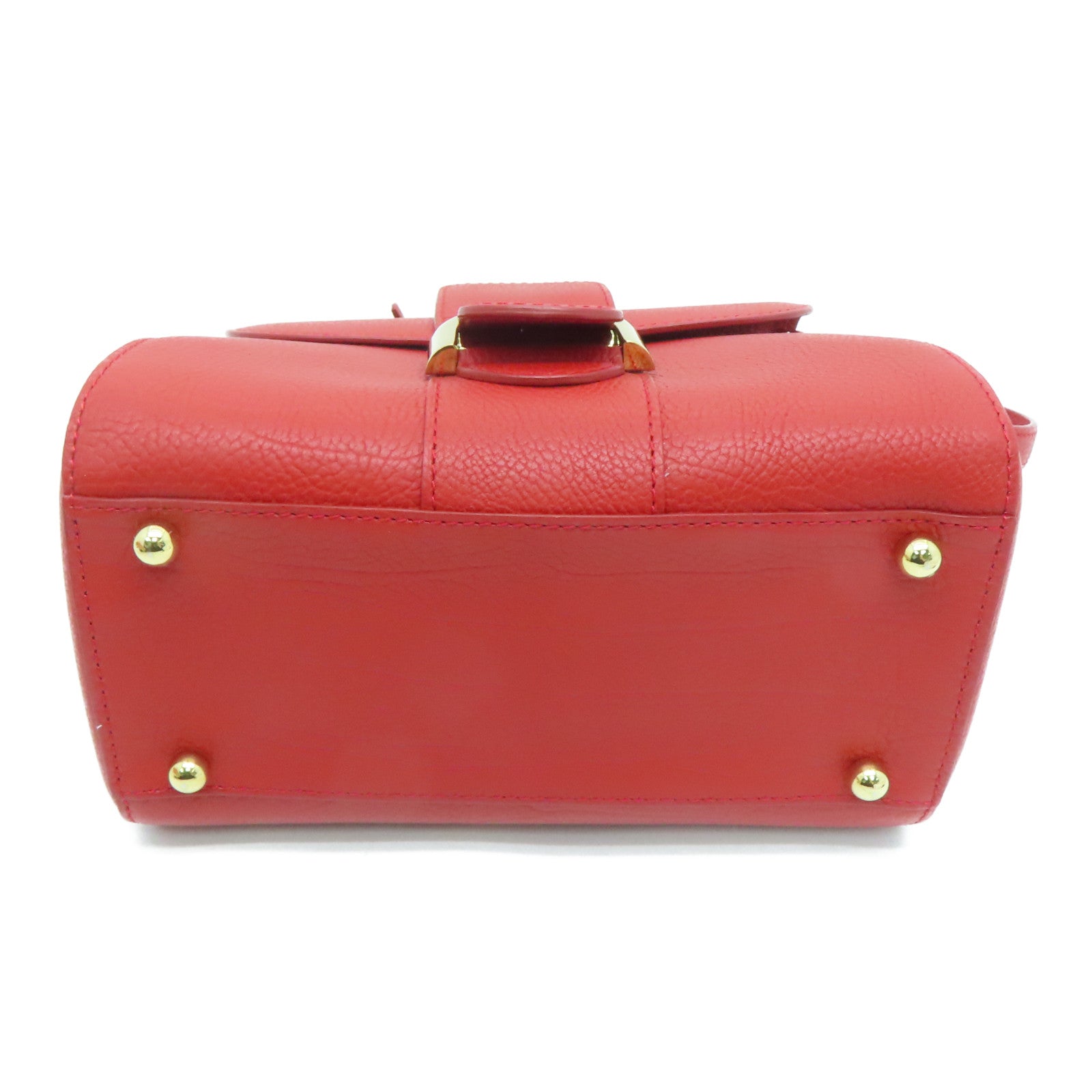 SELECTION [Sharp discount] Cowhide leather Delvaux Brillant Mini gold buckle handle shoulder bag red