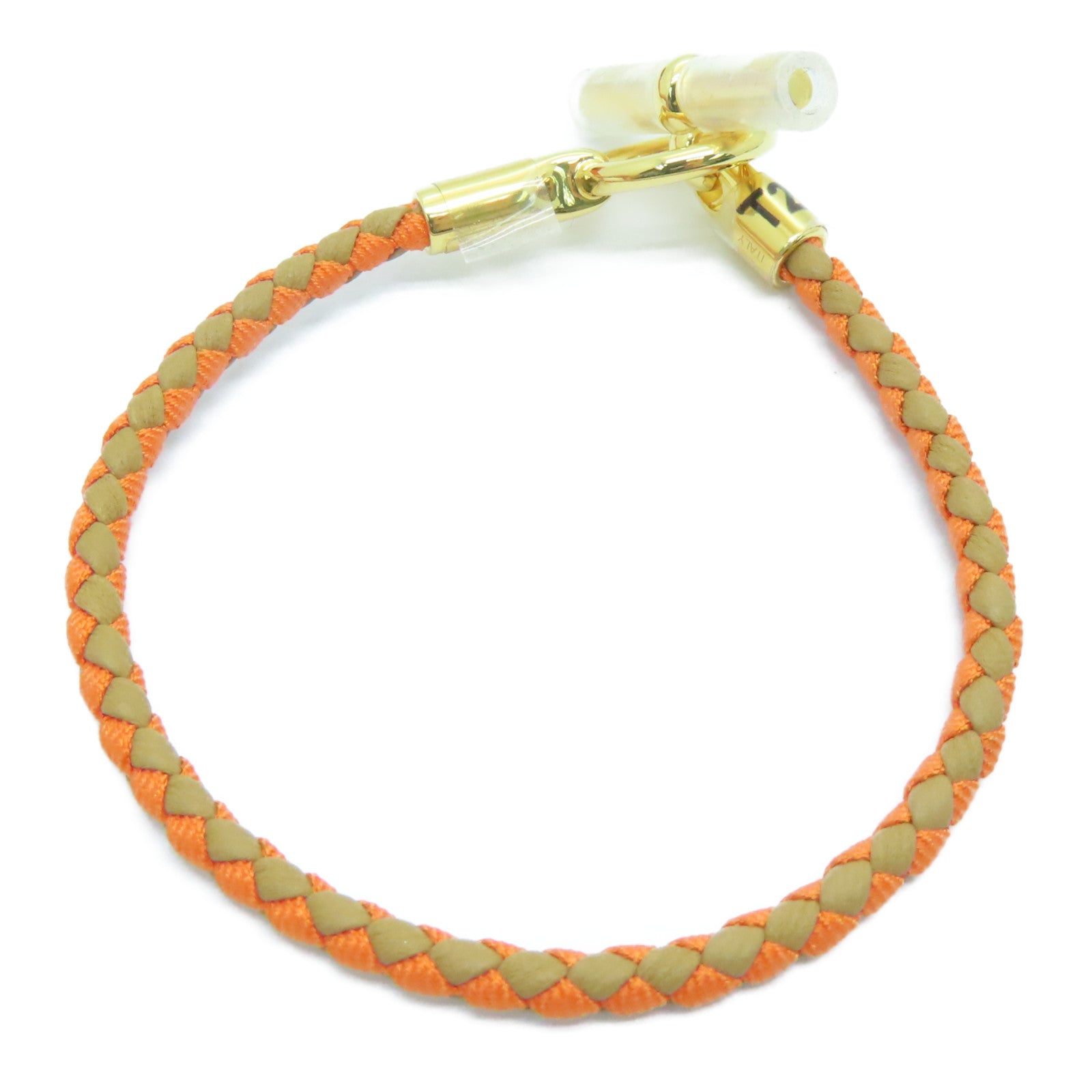 HERMES Swift皮革Glenan Bracelet金扣手帶橙色