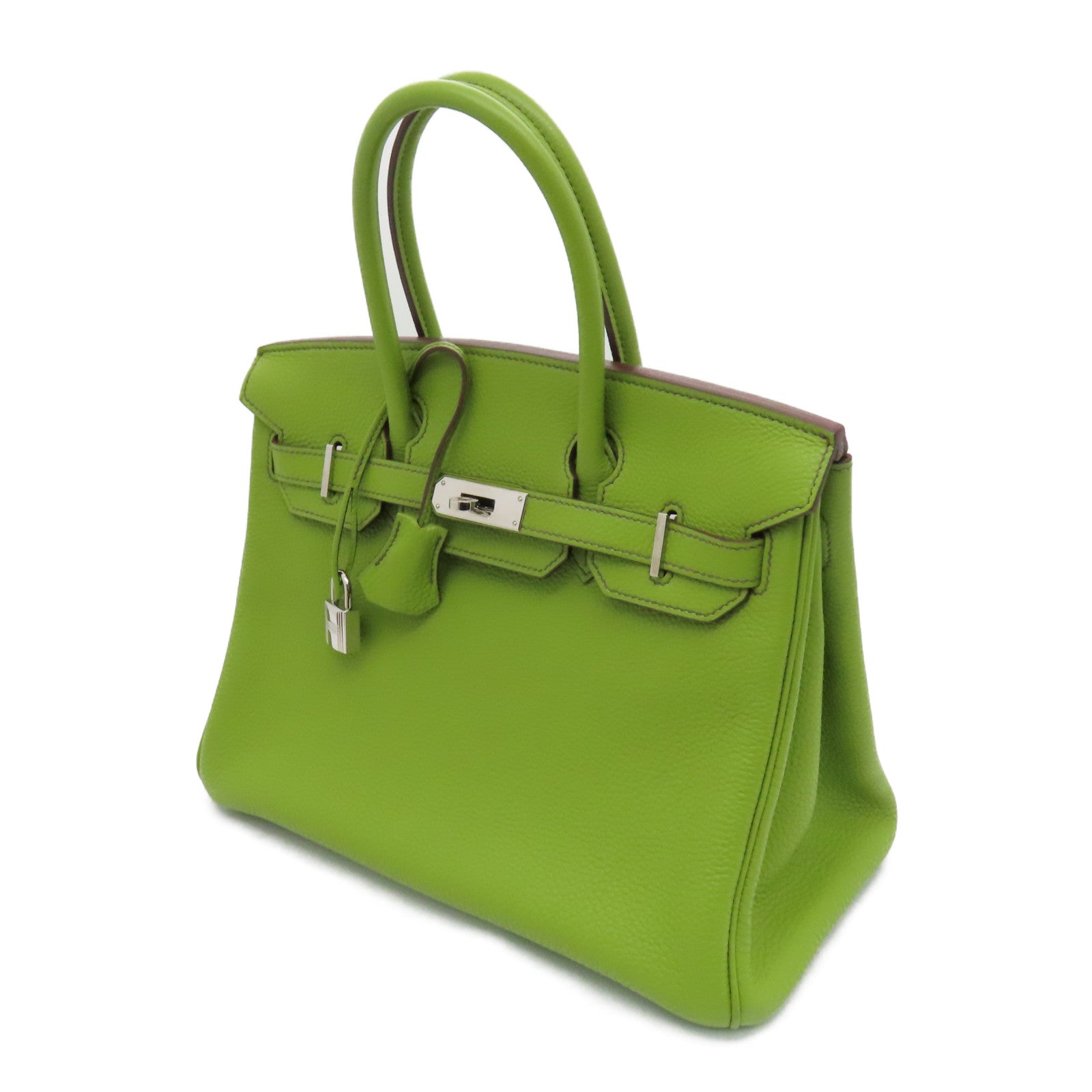 HERMES Clemence皮革Birkin 30銀扣手挽袋Vert Anis/綠色