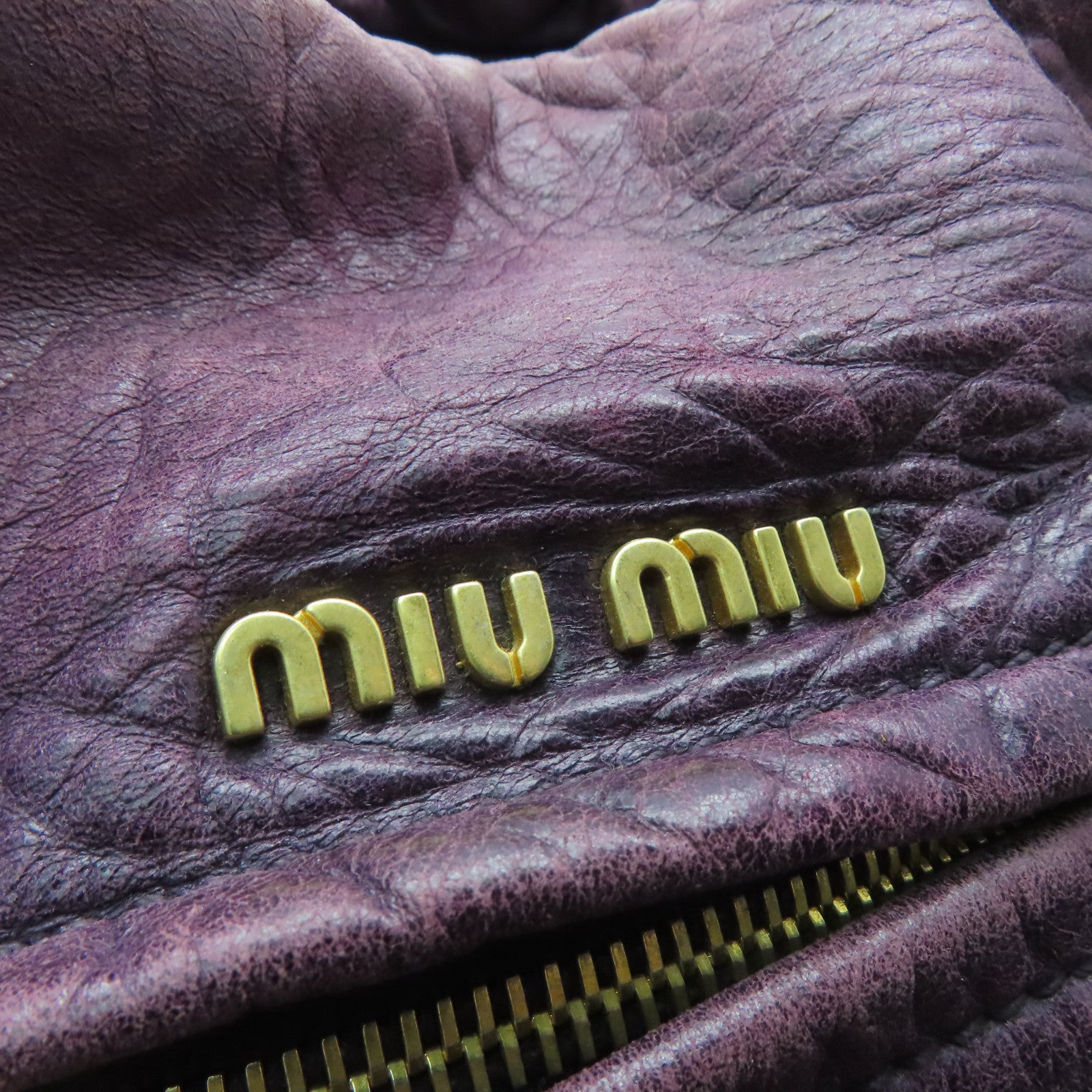 Miu Miu 牛皮皮革Shoulder Bag金扣手挽肩背兩用袋紫色