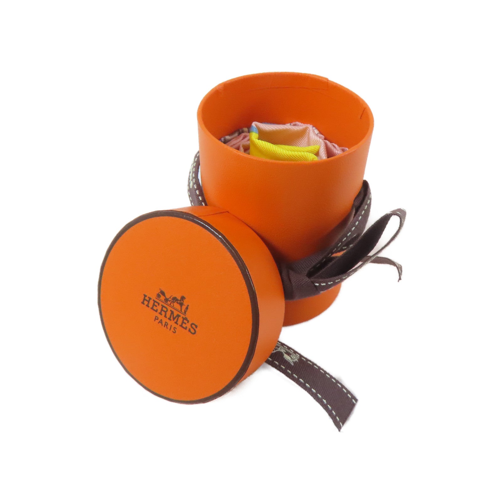 HERMES 絲質Twilly絲巾粉紅色/黃色/藍色