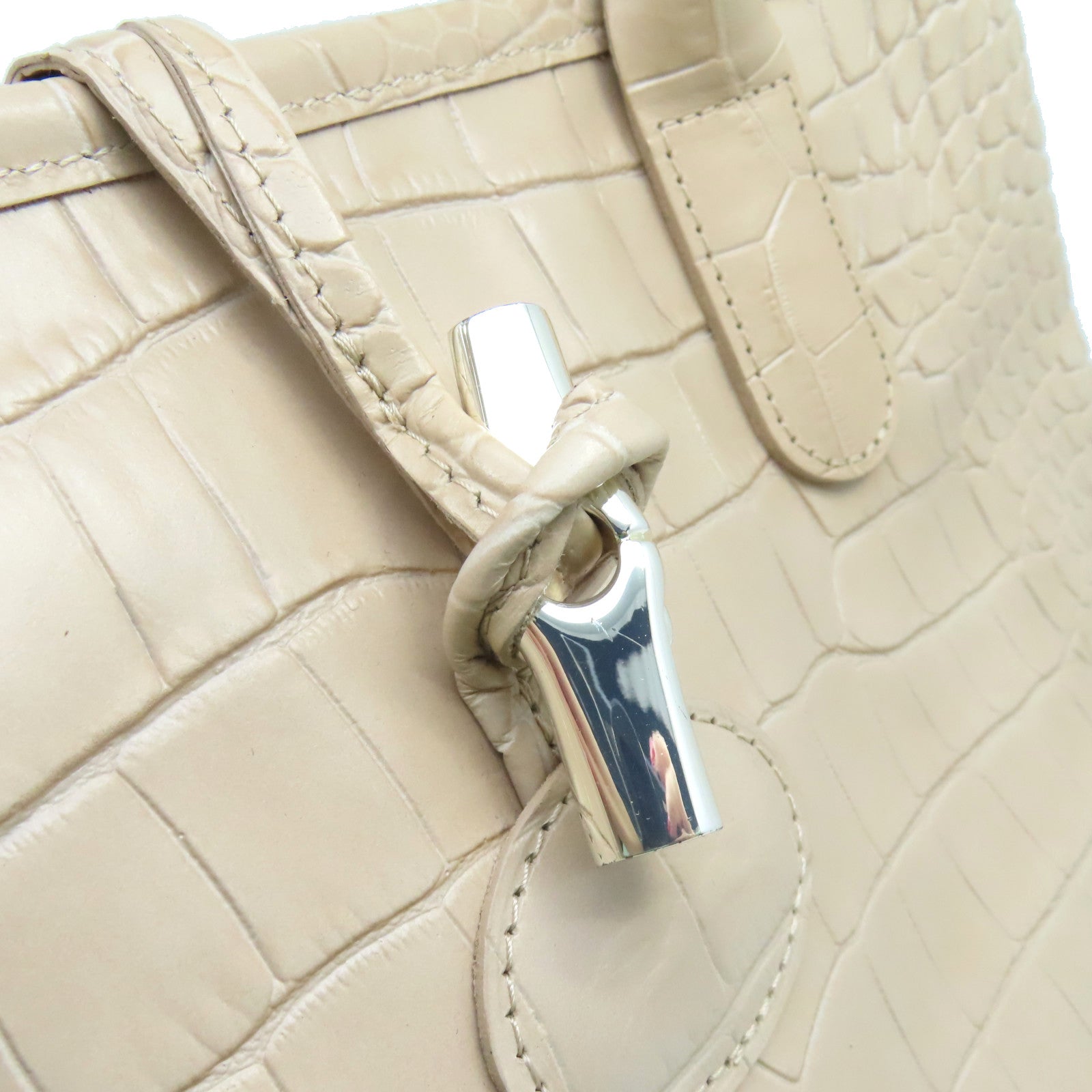 Longchamp 牛皮皮革Hand Bag手挽袋米色