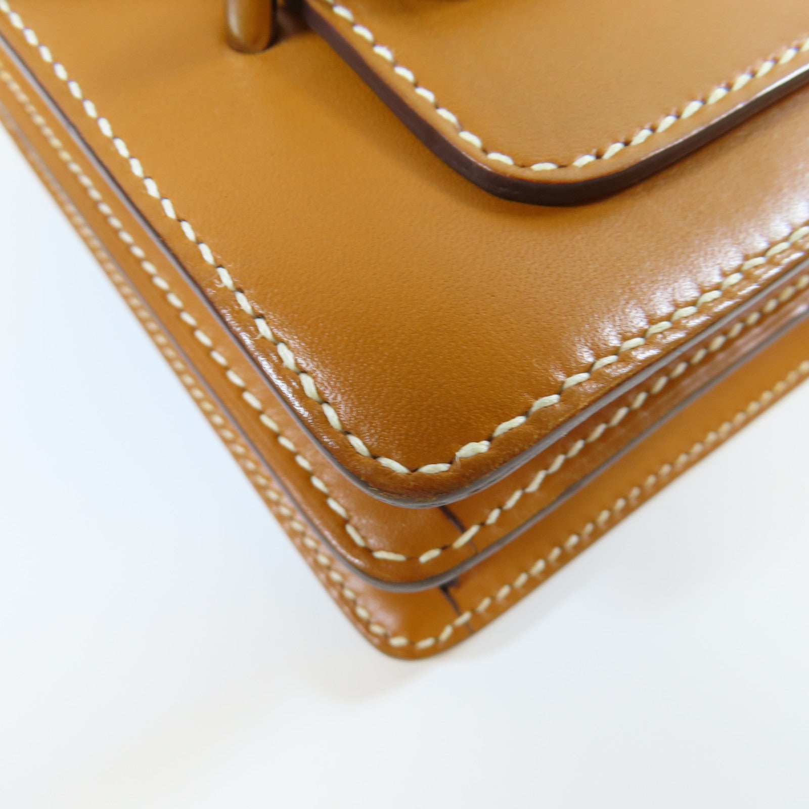 HERMES Barenia皮革Mini Roulis銀扣肩背袋Gold經典駝色