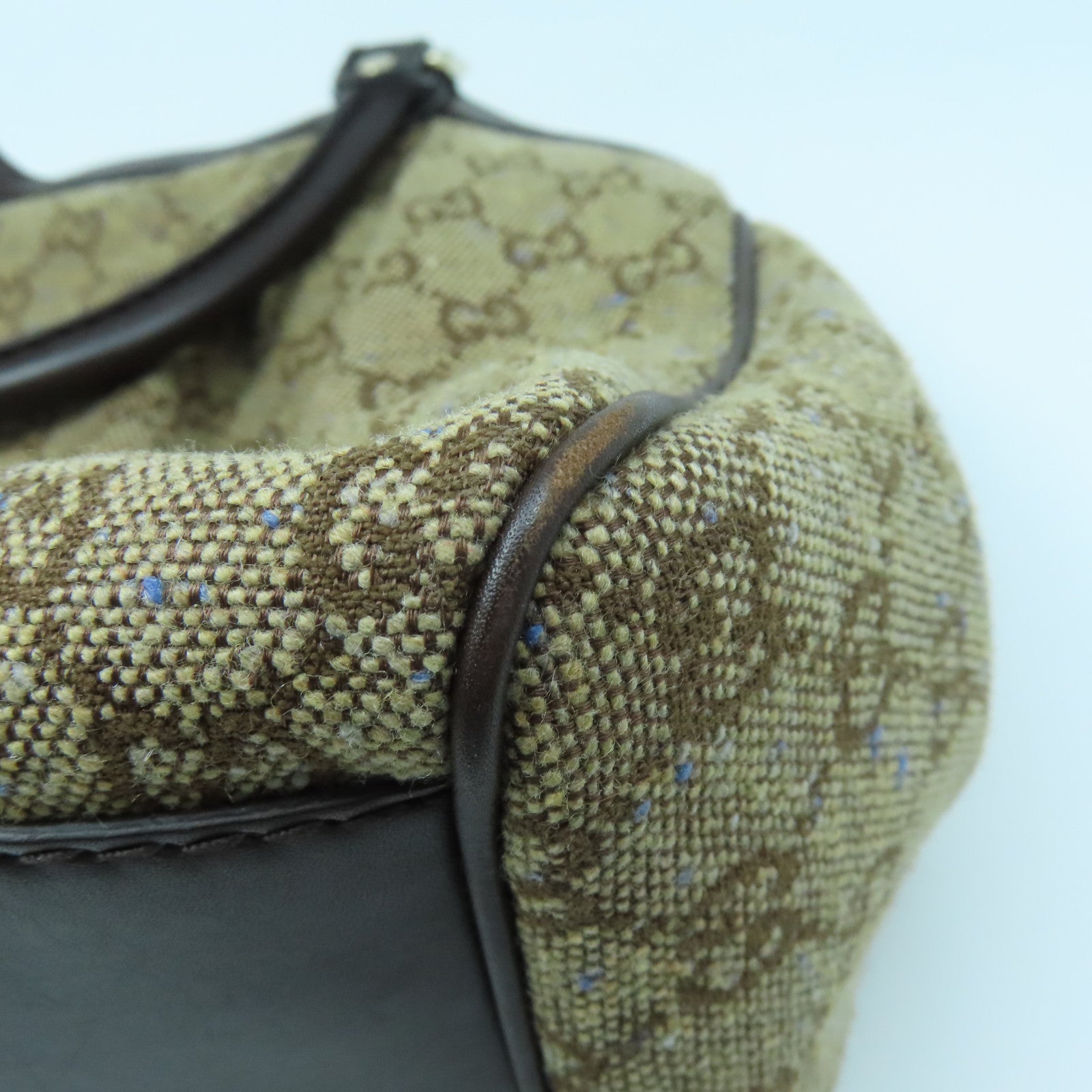GUCCI canvas Shoulder Bag gold buckle shoulder bag brown