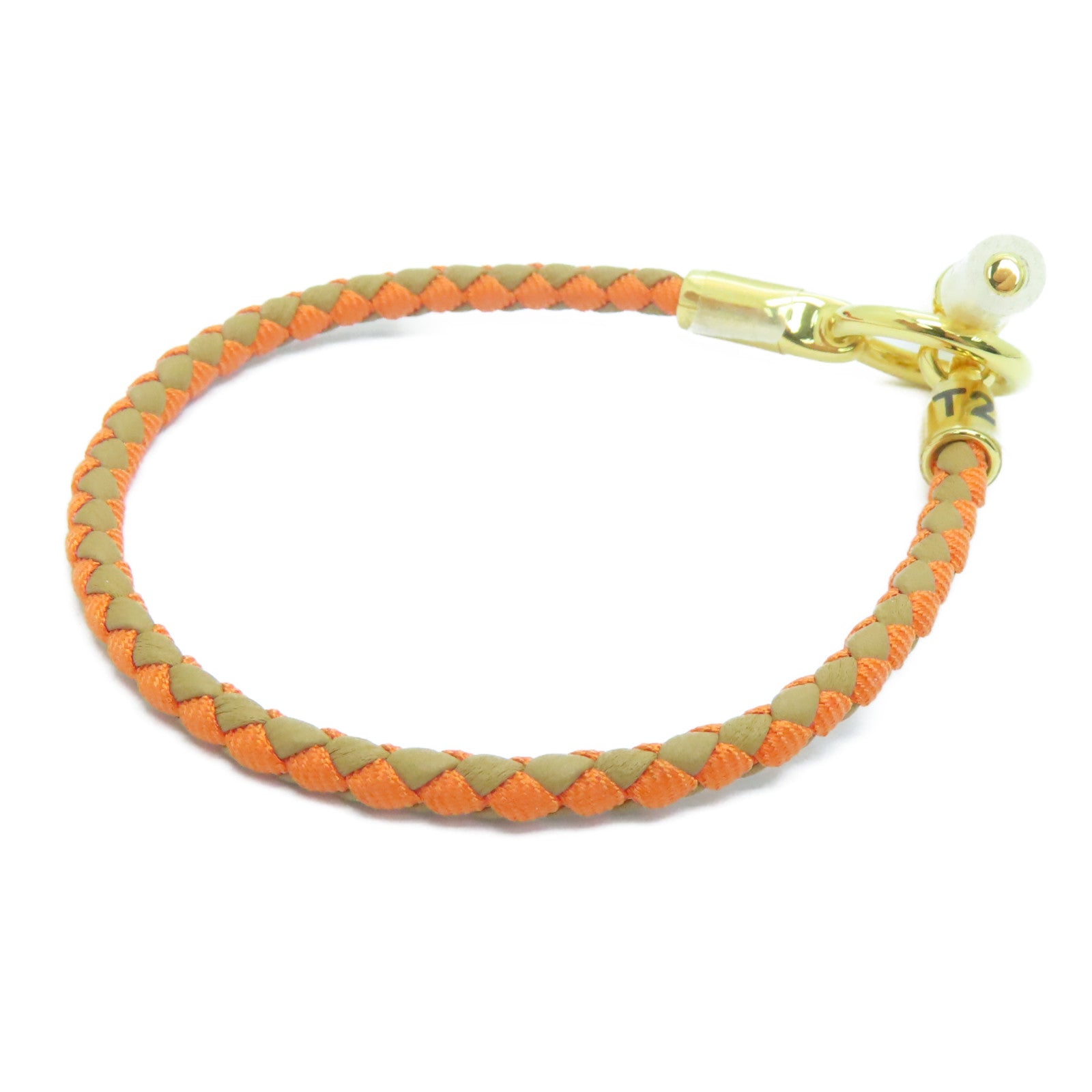 HERMES Swift皮革Glenan Bracelet金扣手帶橙色