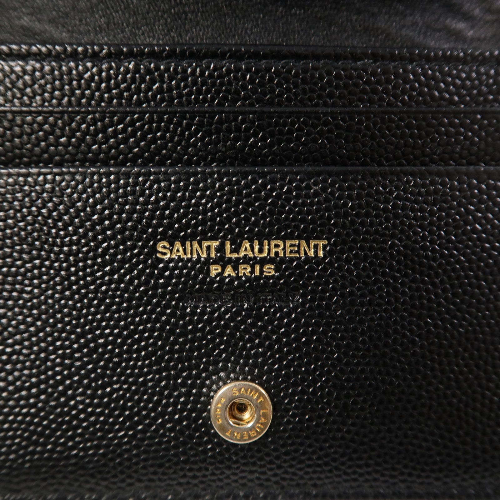 SAINT LAURENT 斜紋牛皮皮革Wallet金扣錢包黑色