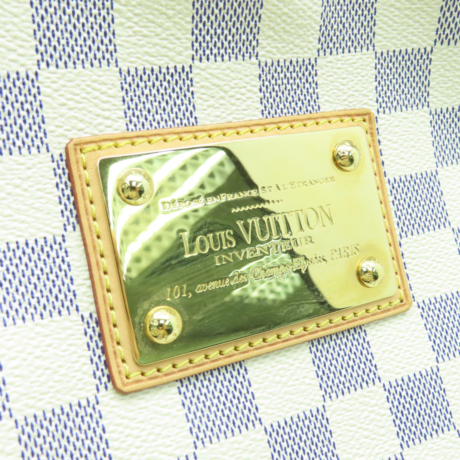 LOUIS VUITTON Damier Azur Galliera PM金扣肩背袋白色