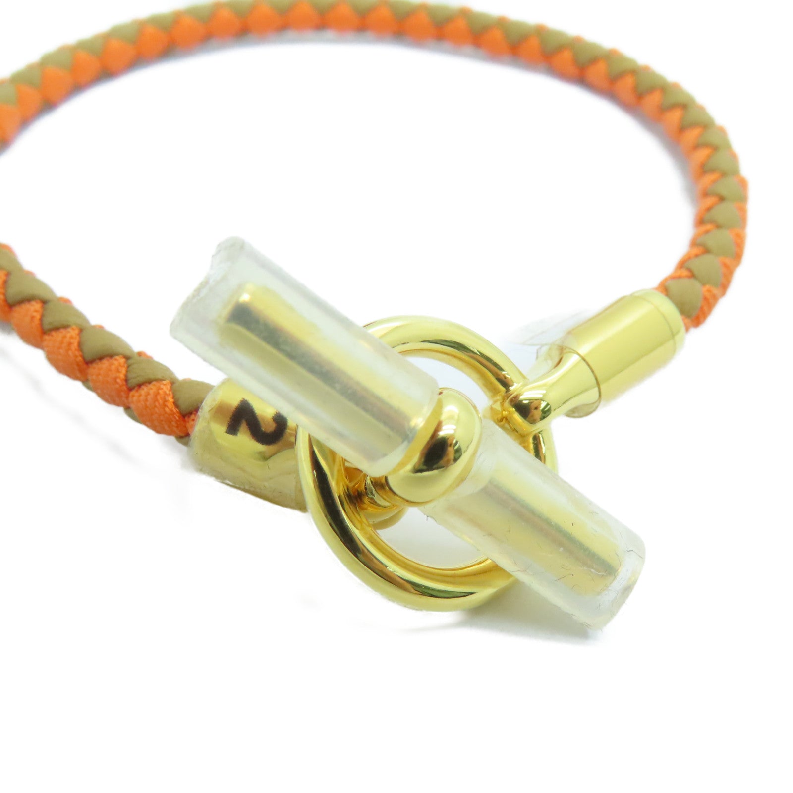 HERMES Swift皮革Glenan Bracelet金扣手帶橙色