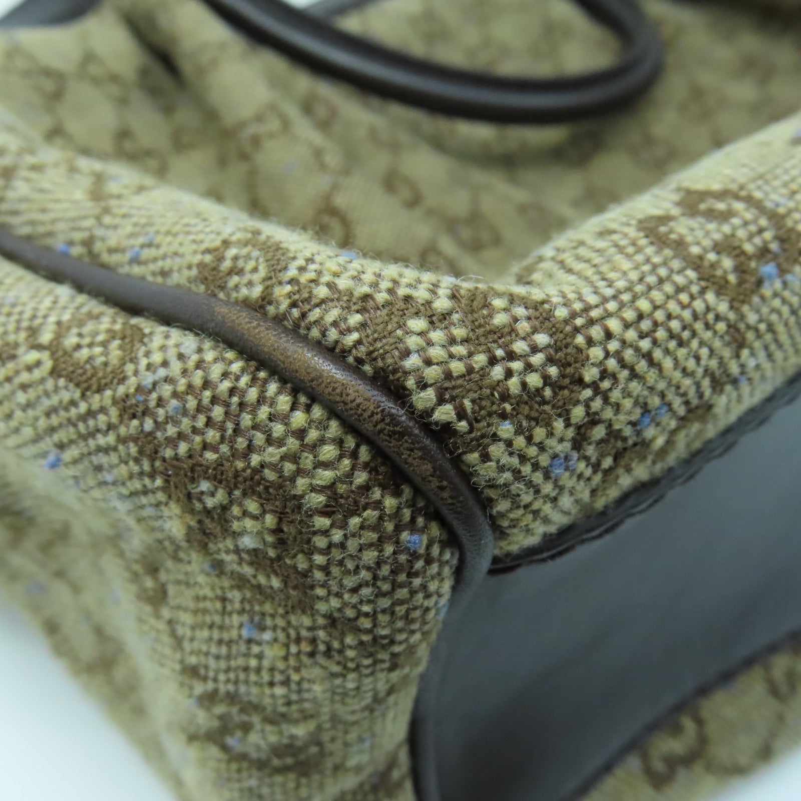 GUCCI canvas Shoulder Bag gold buckle shoulder bag brown