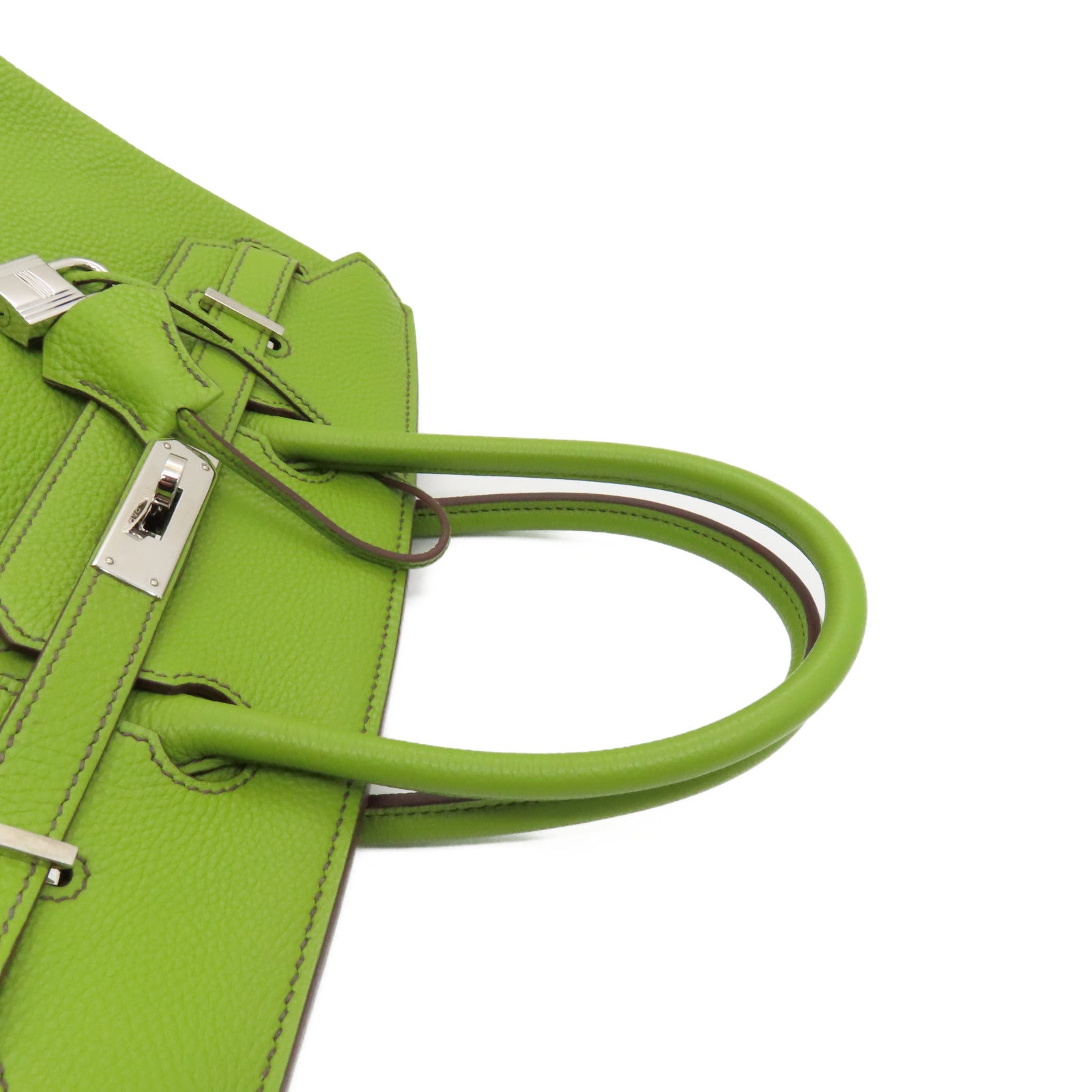HERMES Clemence皮革Birkin 30銀扣手挽袋Vert Anis/綠色