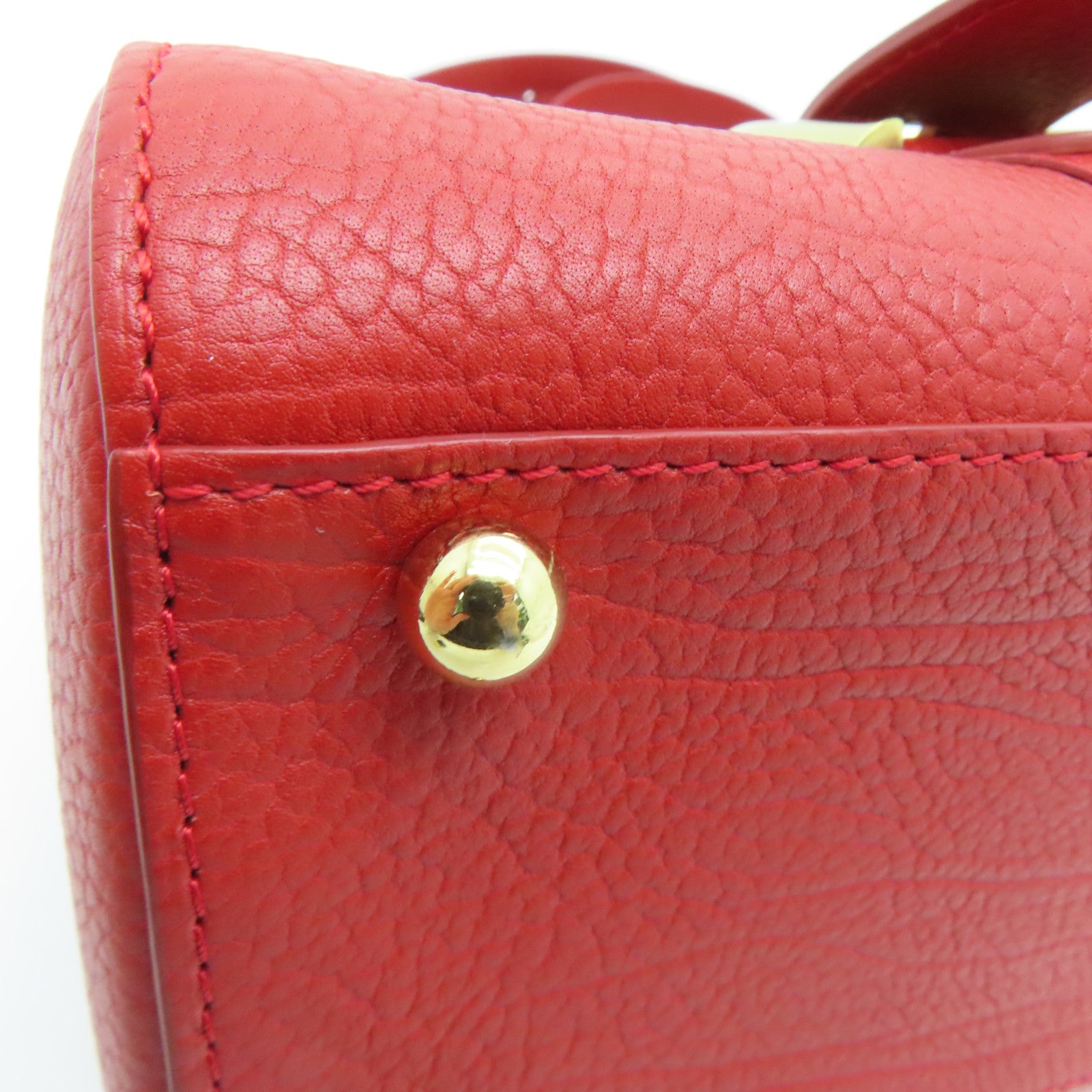SELECTION [Sharp discount] Cowhide leather Delvaux Brillant Mini gold buckle handle shoulder bag red