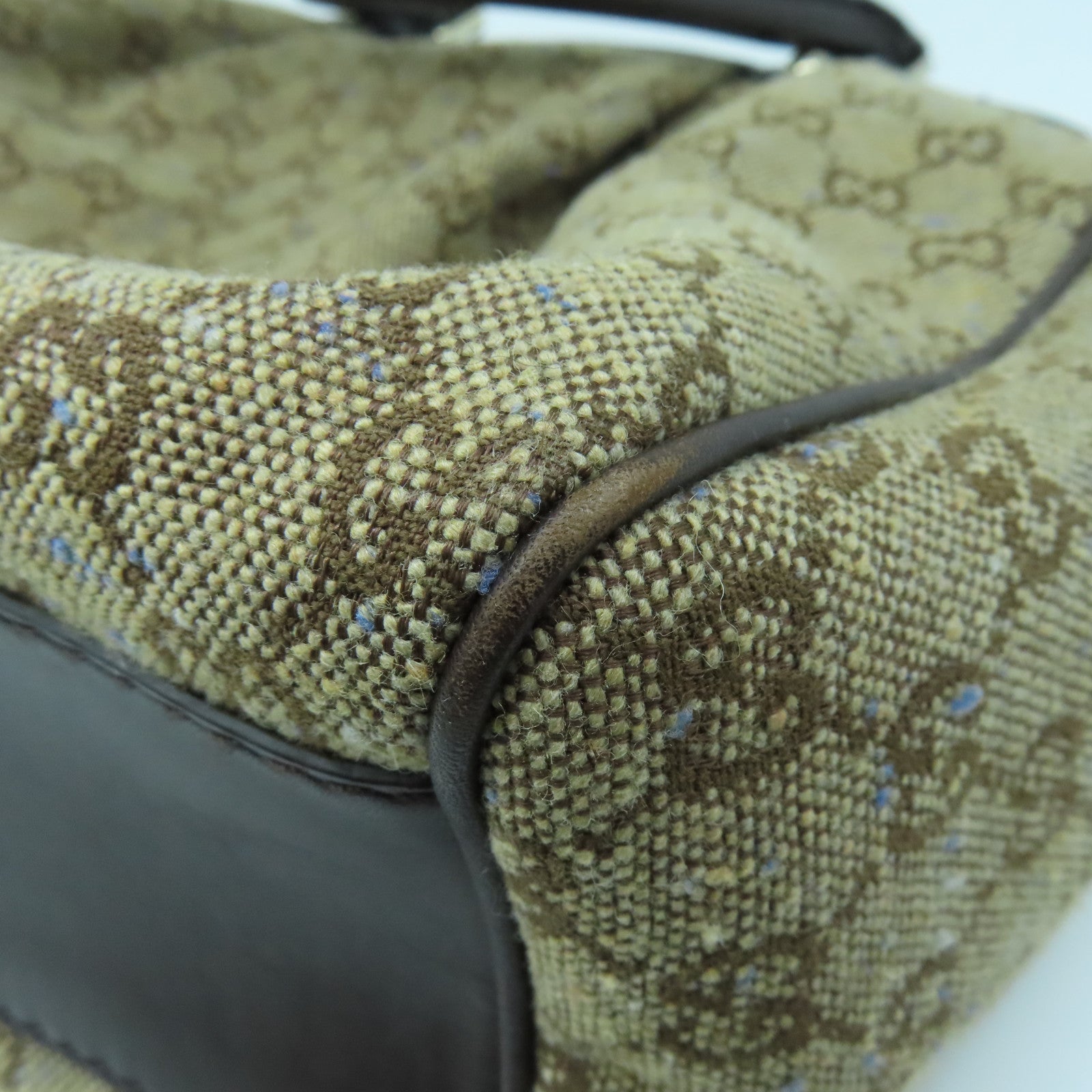 GUCCI canvas Shoulder Bag gold buckle shoulder bag brown