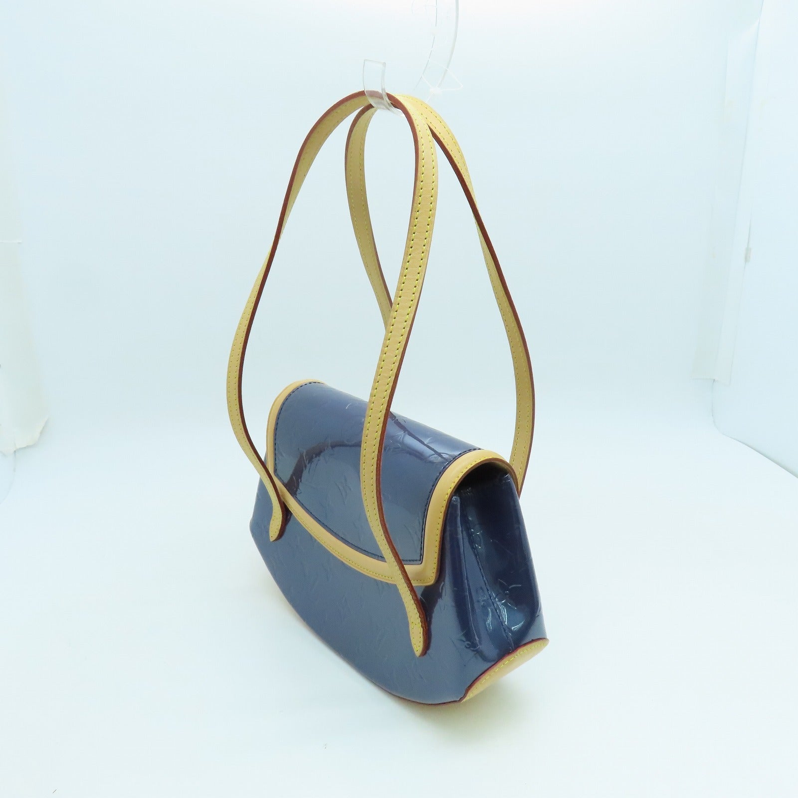 LOUIS VUITTON Monogram Vernis Biscayne Bag金扣肩背袋藍色