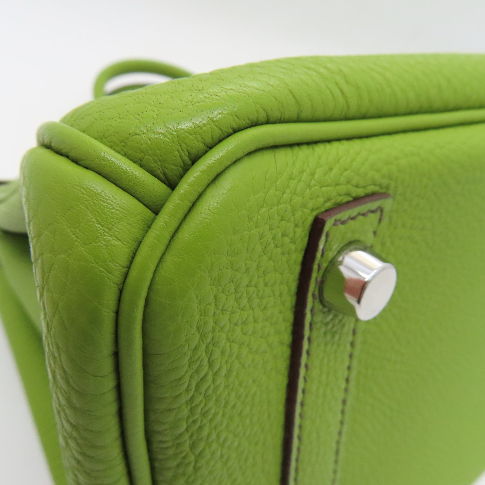 HERMES Clemence皮革Birkin 30銀扣手挽袋Vert Anis/綠色