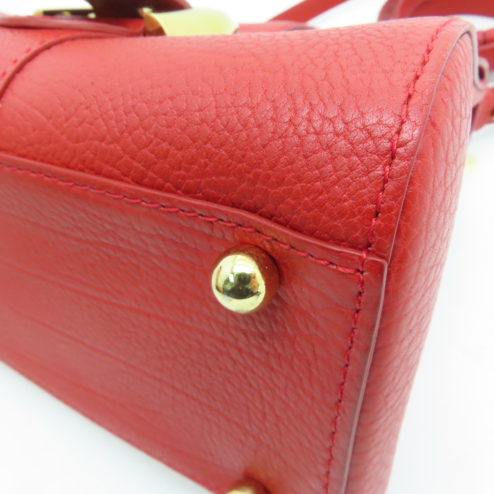 SELECTION [Sharp discount] Cowhide leather Delvaux Brillant Mini gold buckle handle shoulder bag red