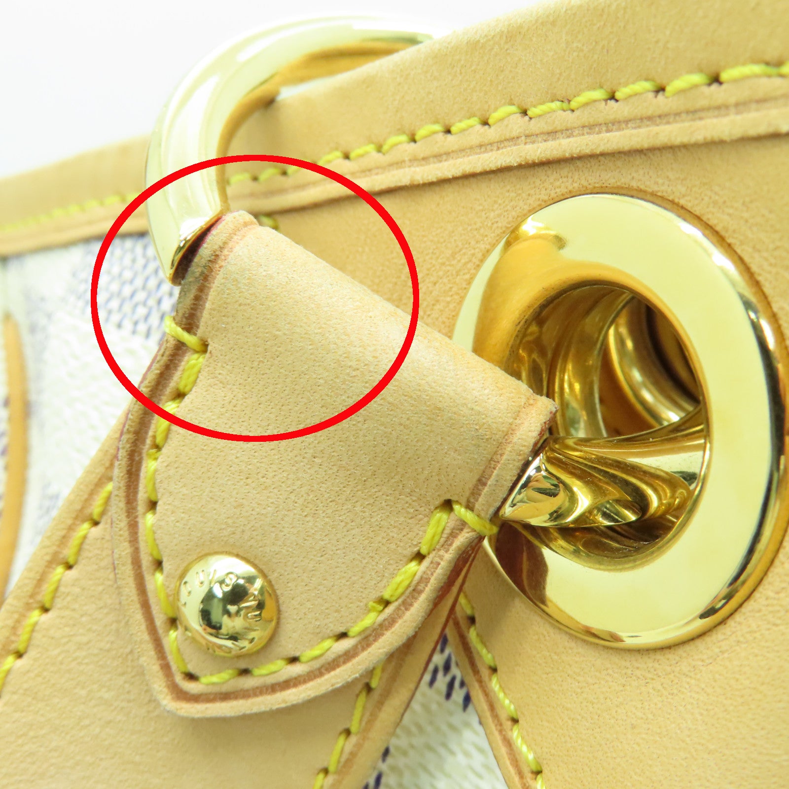 LOUIS VUITTON Damier Azur Galliera PM金扣肩背袋白色