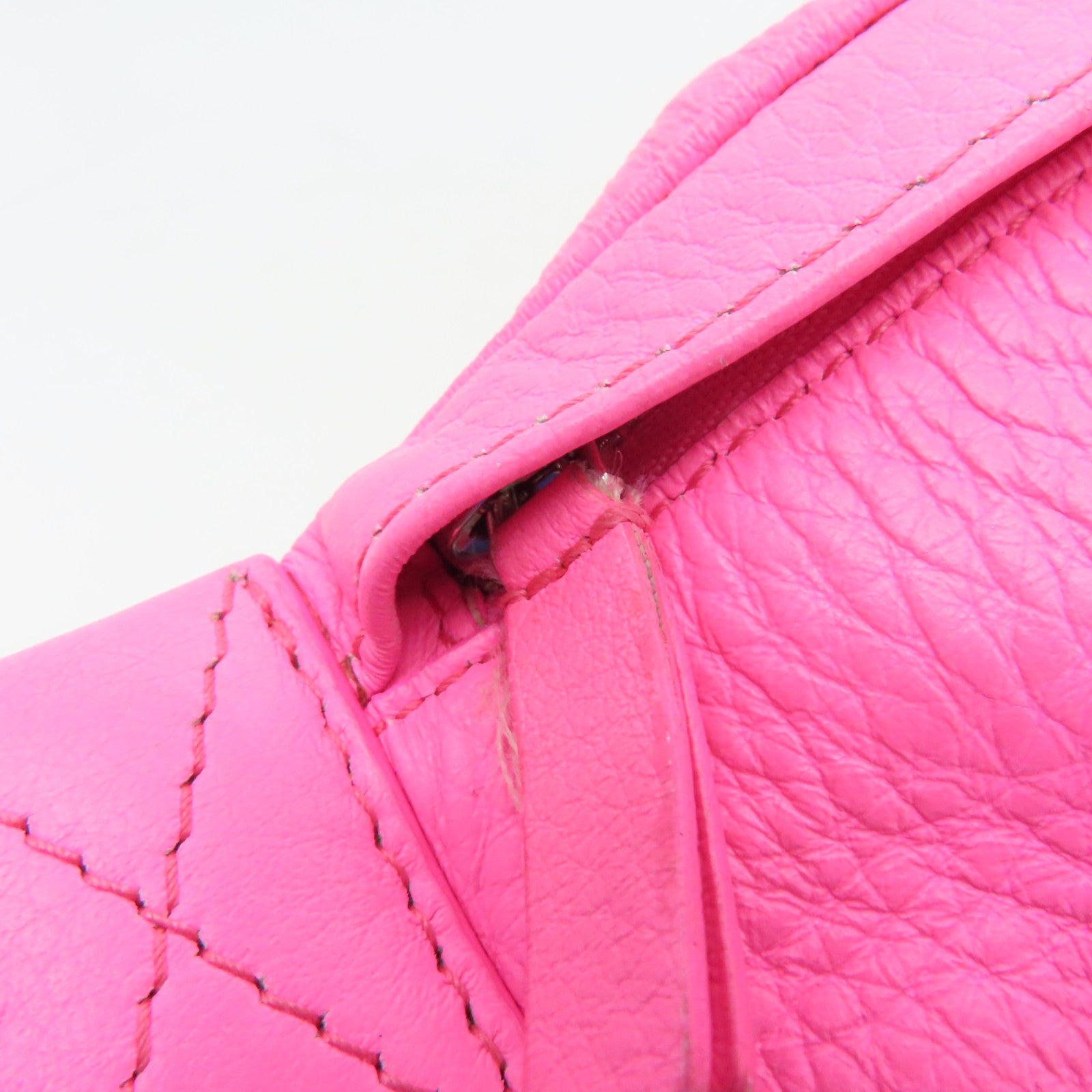 BALENCIAGA Leather Waist Bag Silver Buckle Pink