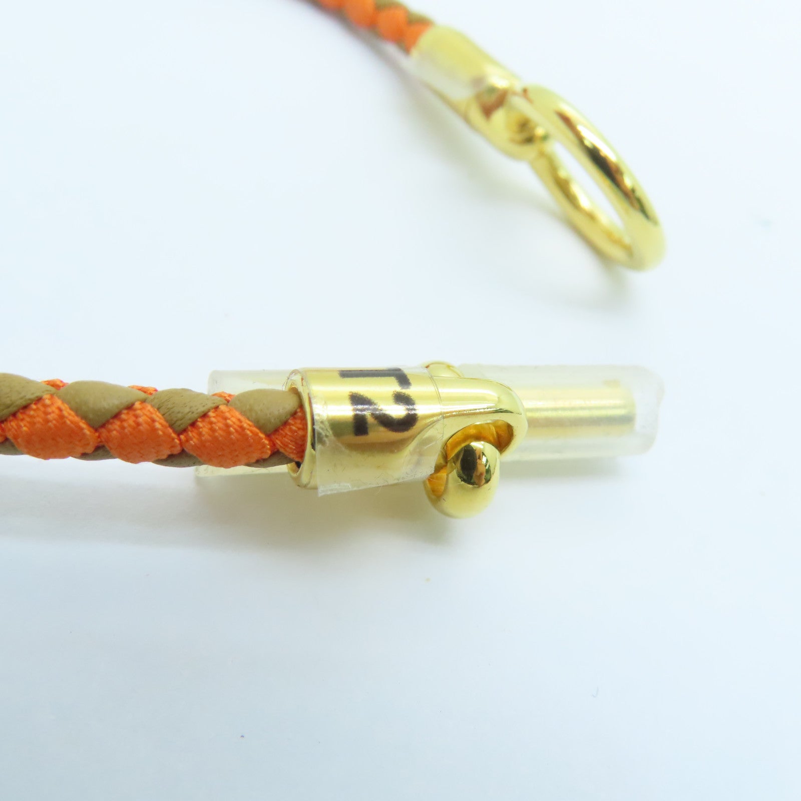 HERMES Swift皮革Glenan Bracelet金扣手帶橙色