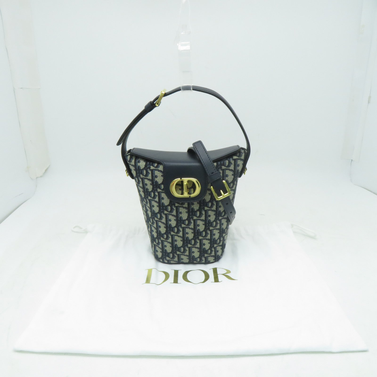 Dior 帆布Shoulder Bag金扣手挽肩背兩用袋藍色