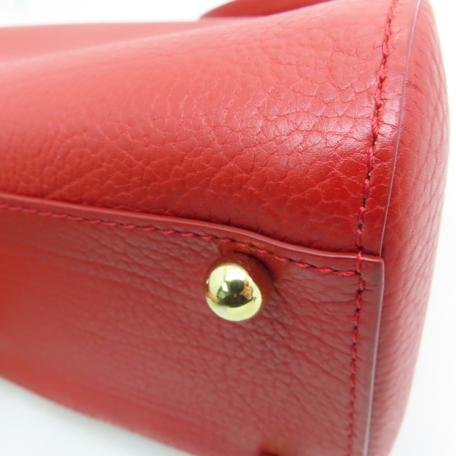 SELECTION [Sharp discount] Cowhide leather Delvaux Brillant Mini gold buckle handle shoulder bag red