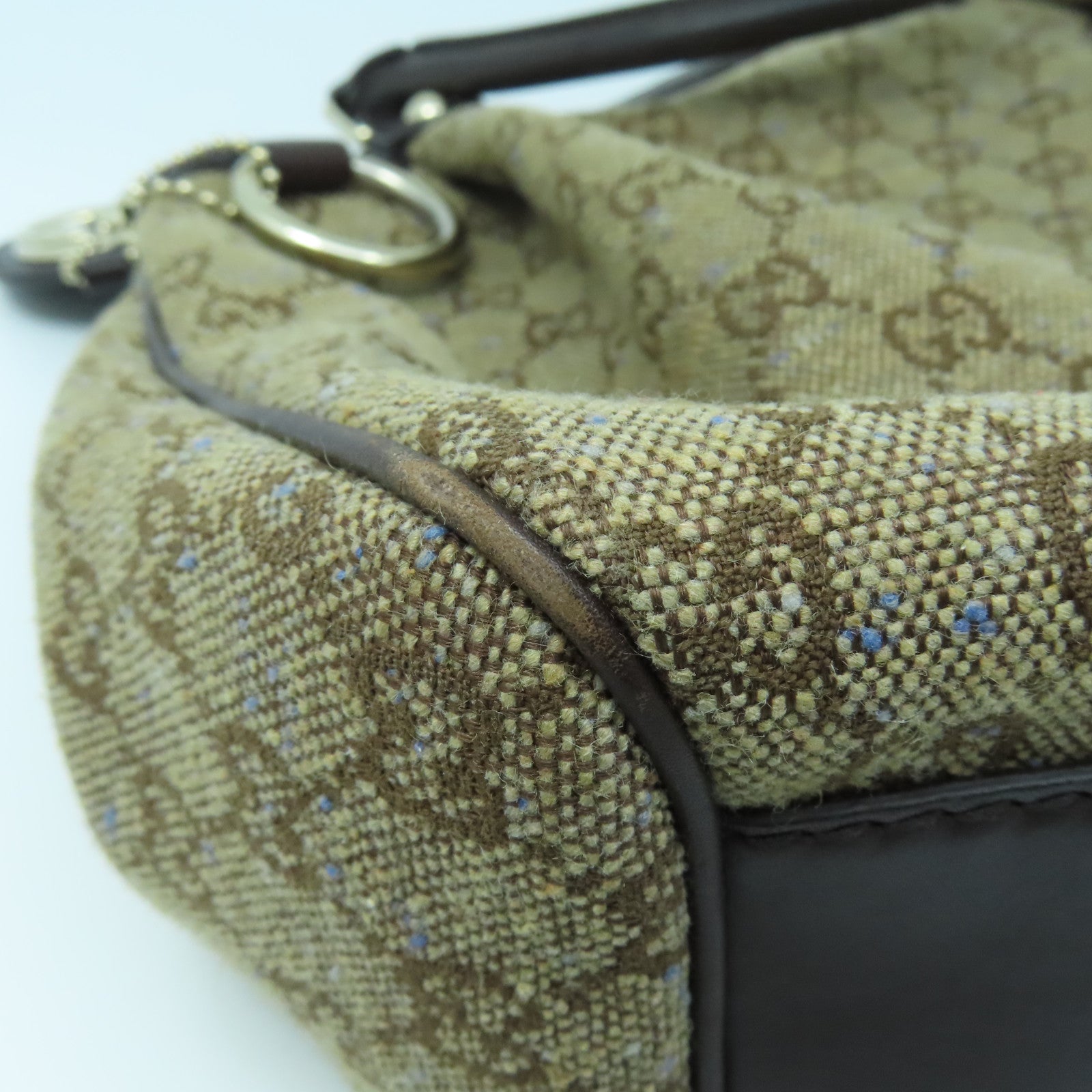 GUCCI canvas Shoulder Bag gold buckle shoulder bag brown