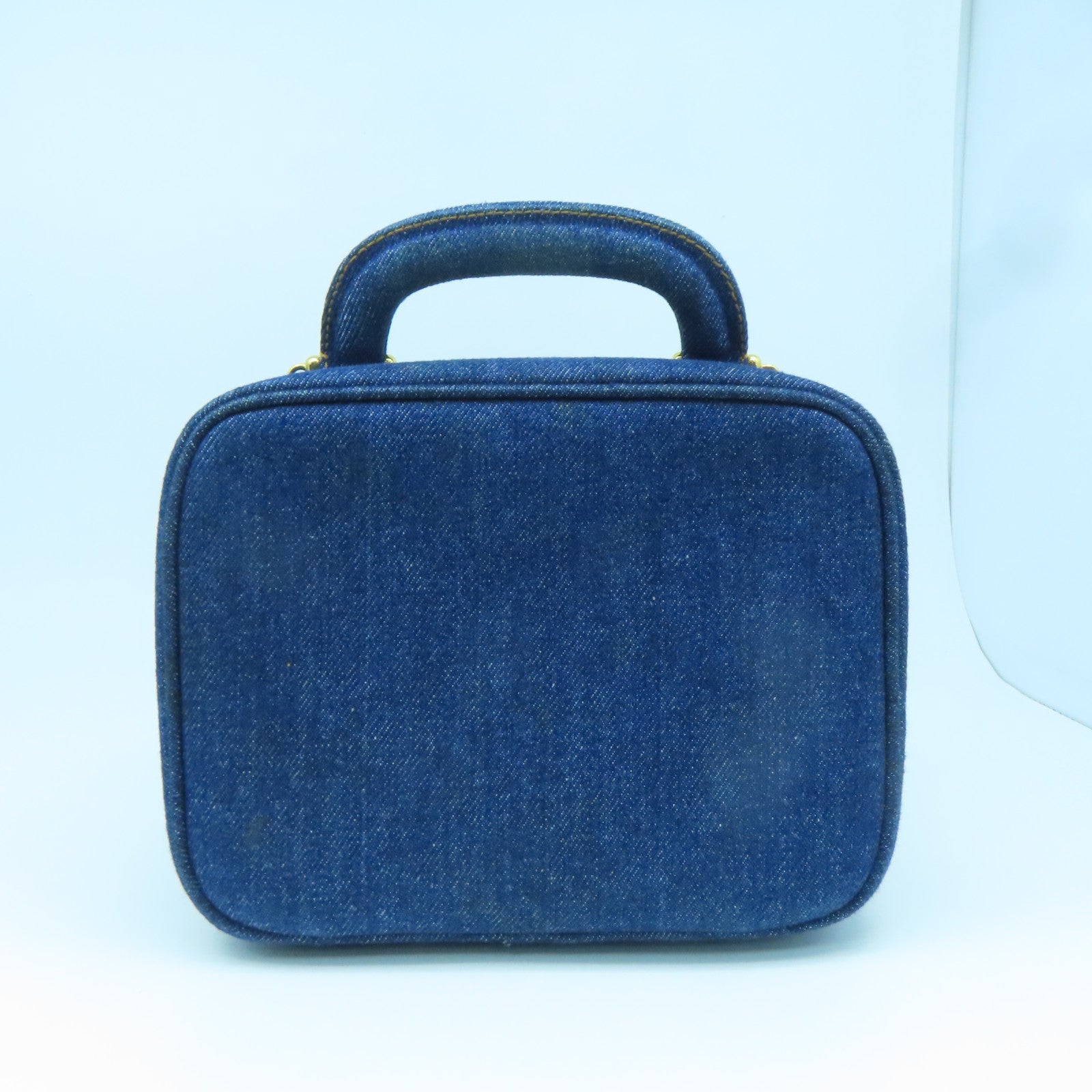 CHANEL 牛仔布Vintage Shoulder金扣手挽肩背两用袋蓝色