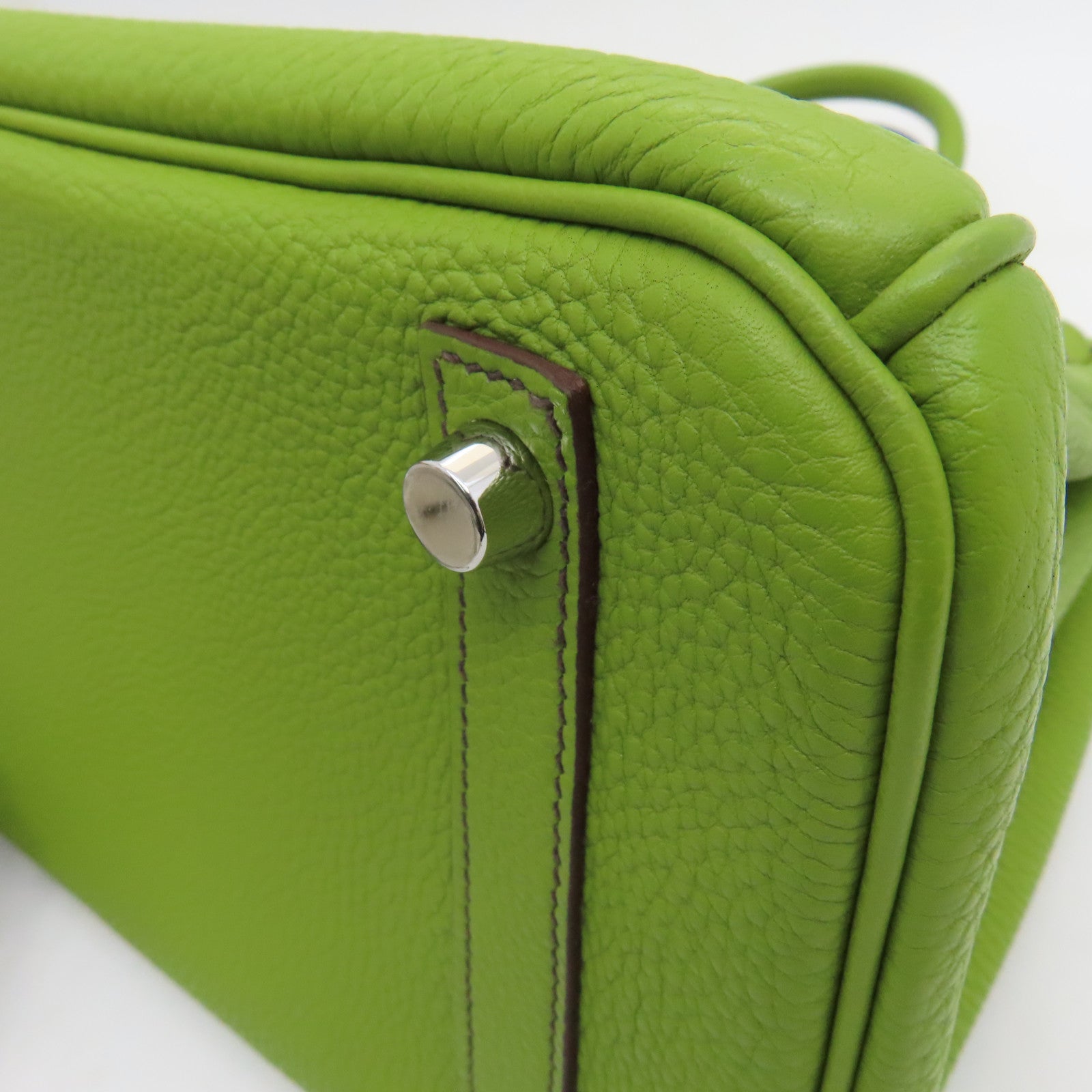 HERMES Clemence皮革Birkin 30銀扣手挽袋Vert Anis/綠色
