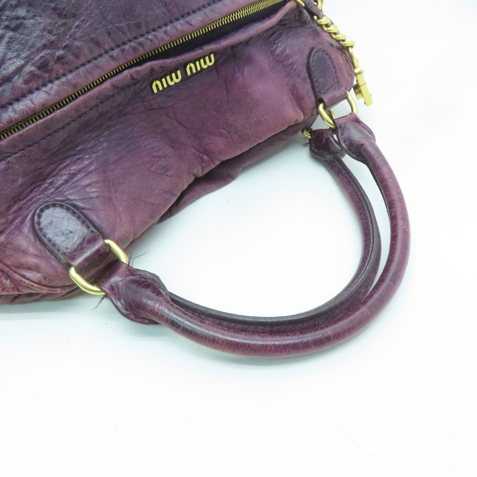 Miu Miu 牛皮皮革Shoulder Bag金扣手挽肩背兩用袋紫色