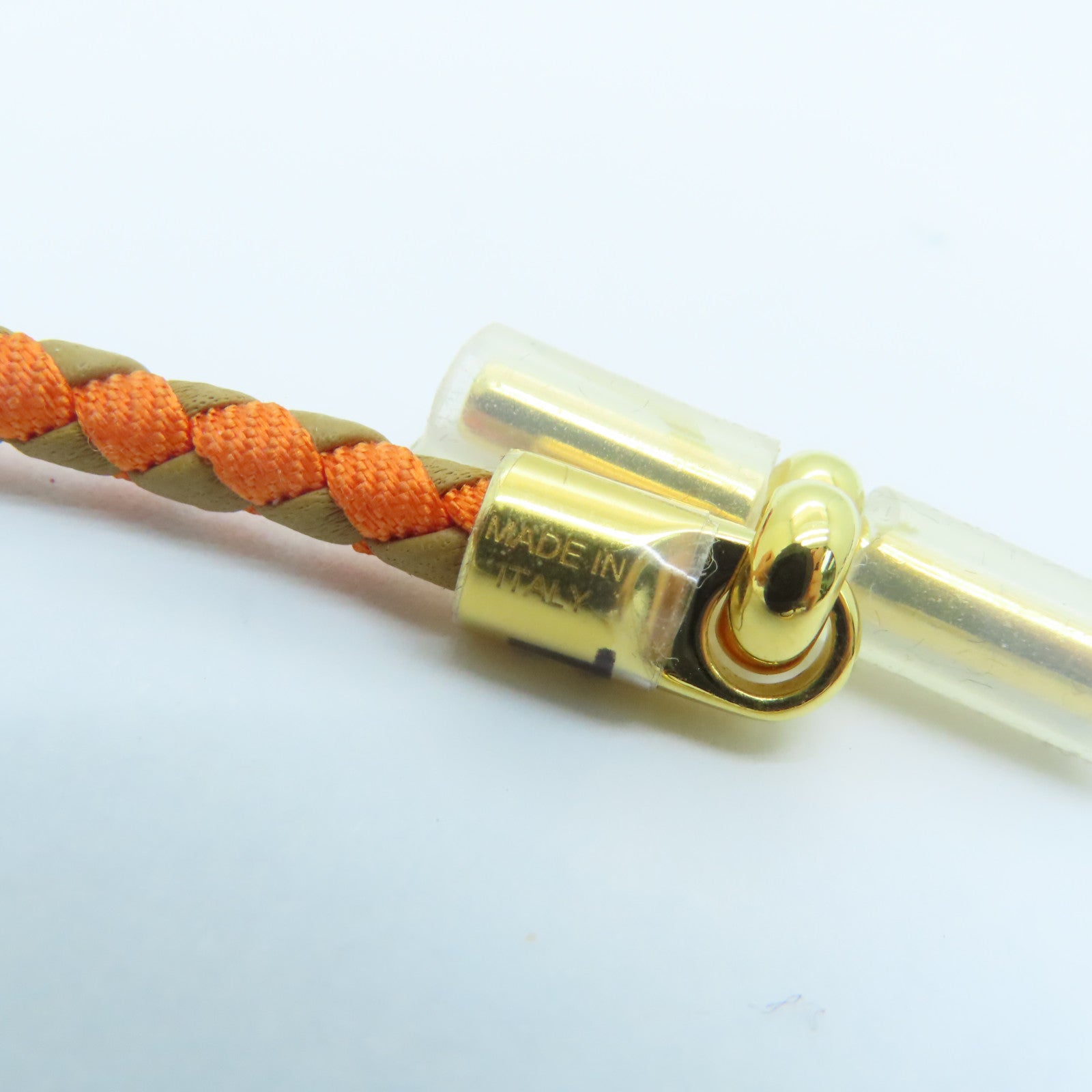 HERMES Swift皮革Glenan Bracelet金扣手帶橙色