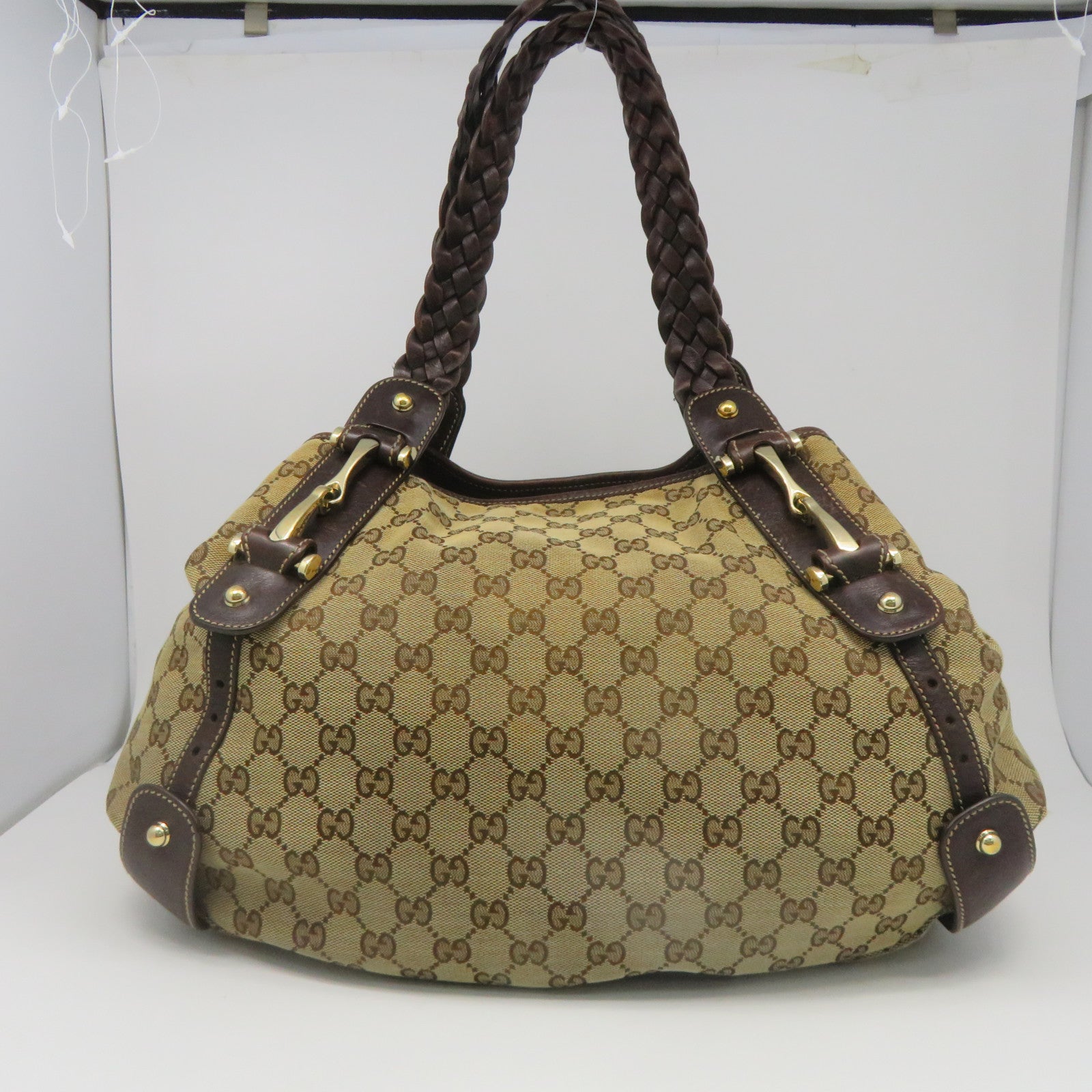 GUCCI 帆布Shoulder Bag金扣肩背袋啡色
