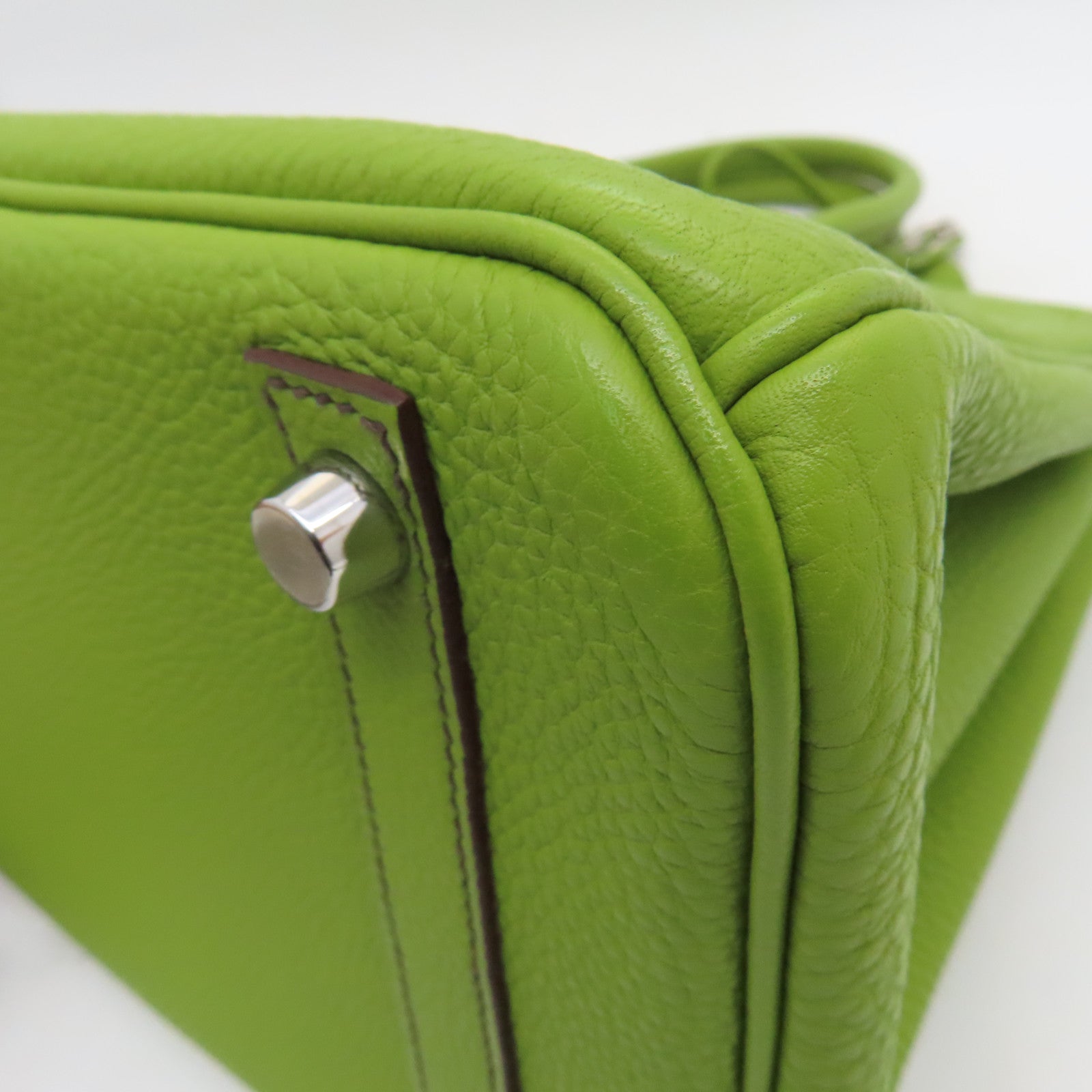 HERMES Clemence皮革Birkin 30銀扣手挽袋Vert Anis/綠色
