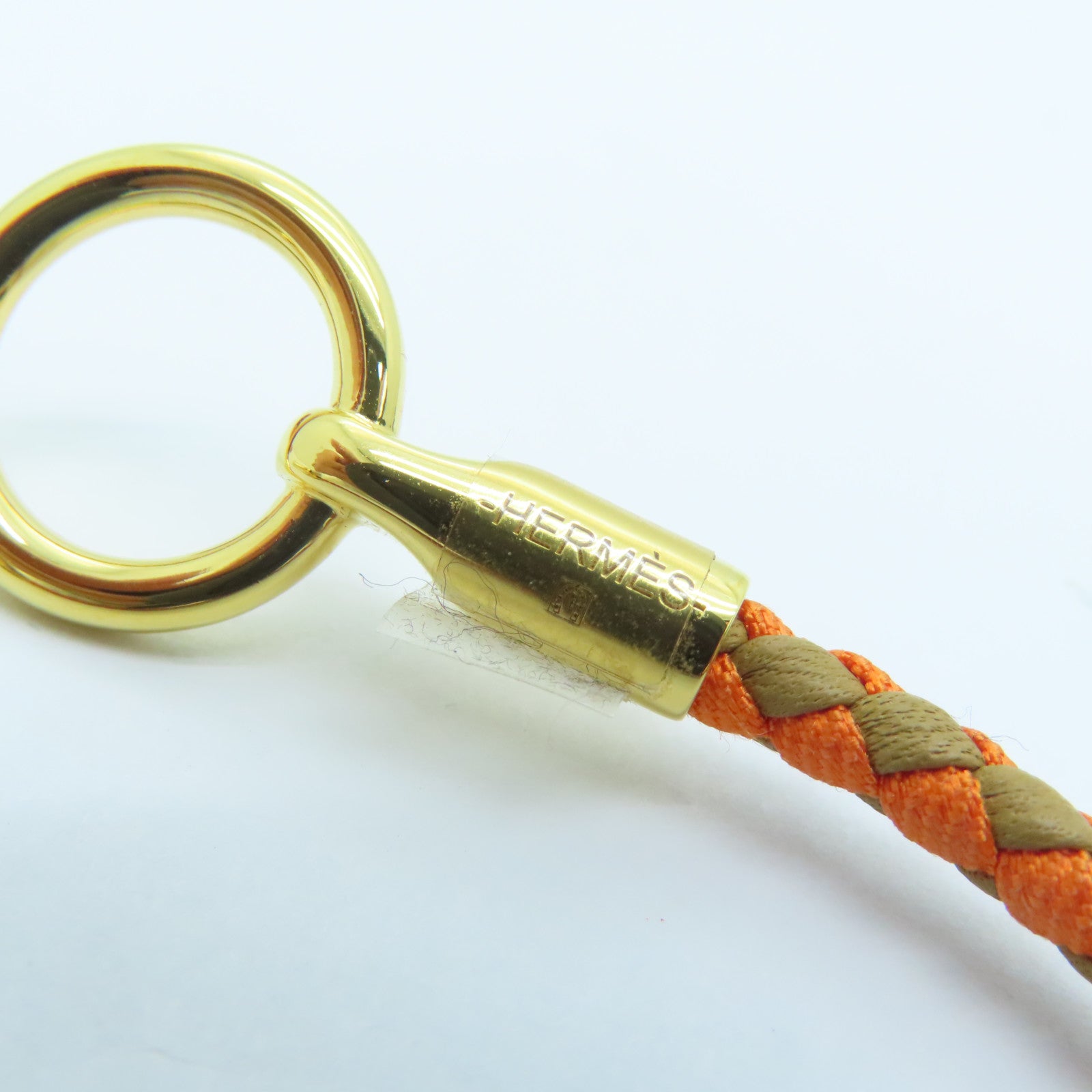 HERMES Swift皮革Glenan Bracelet金扣手帶橙色