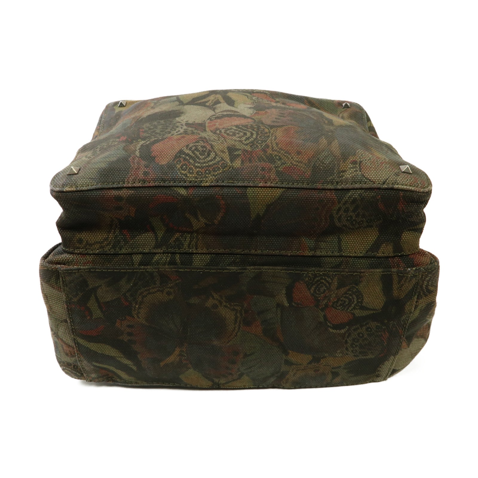Valentino 帆布Backpack銀扣背包卡其色