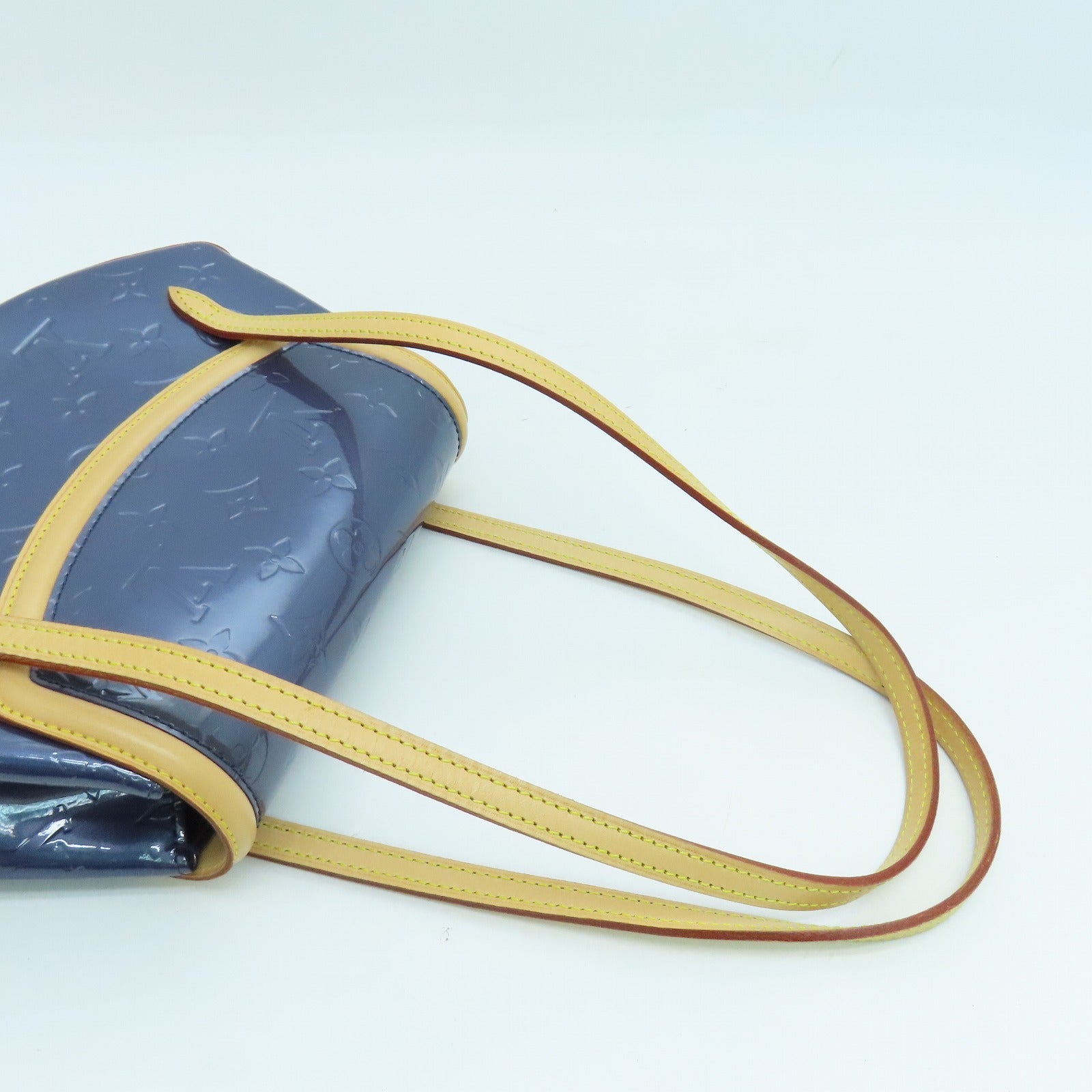 LOUIS VUITTON Monogram Vernis Biscayne Bag金扣肩背袋藍色