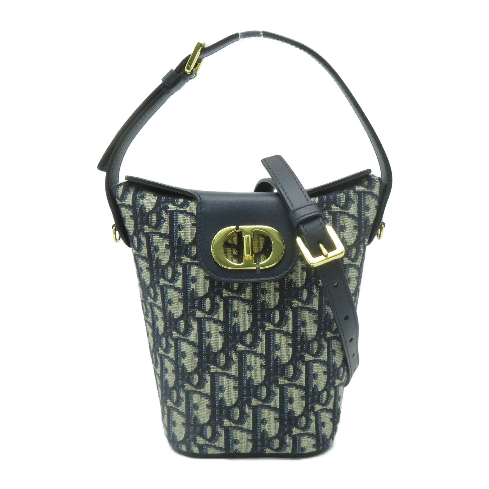Dior 帆布Shoulder Bag金扣手挽肩背兩用袋藍色