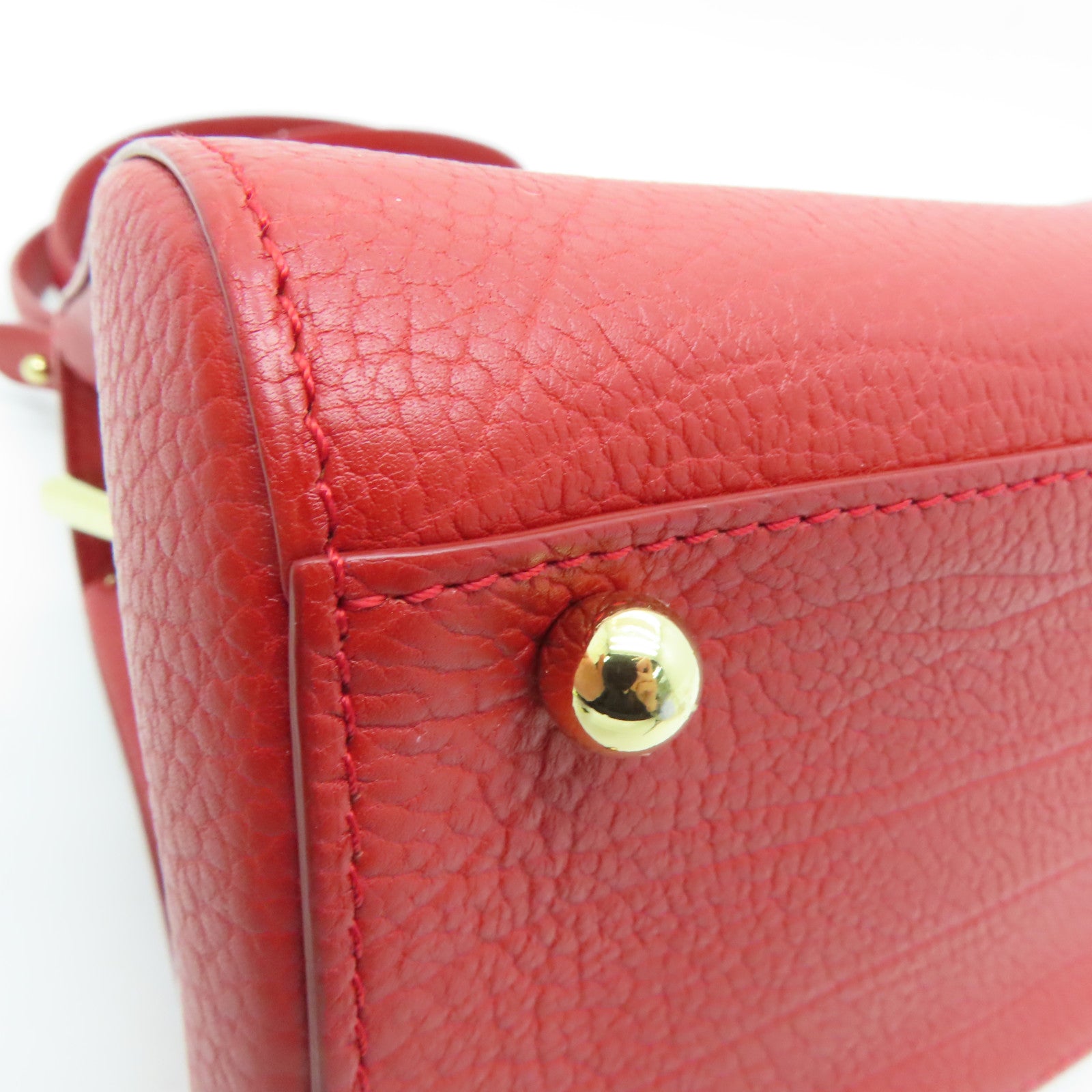 SELECTION [Sharp discount] Cowhide leather Delvaux Brillant Mini gold buckle handle shoulder bag red