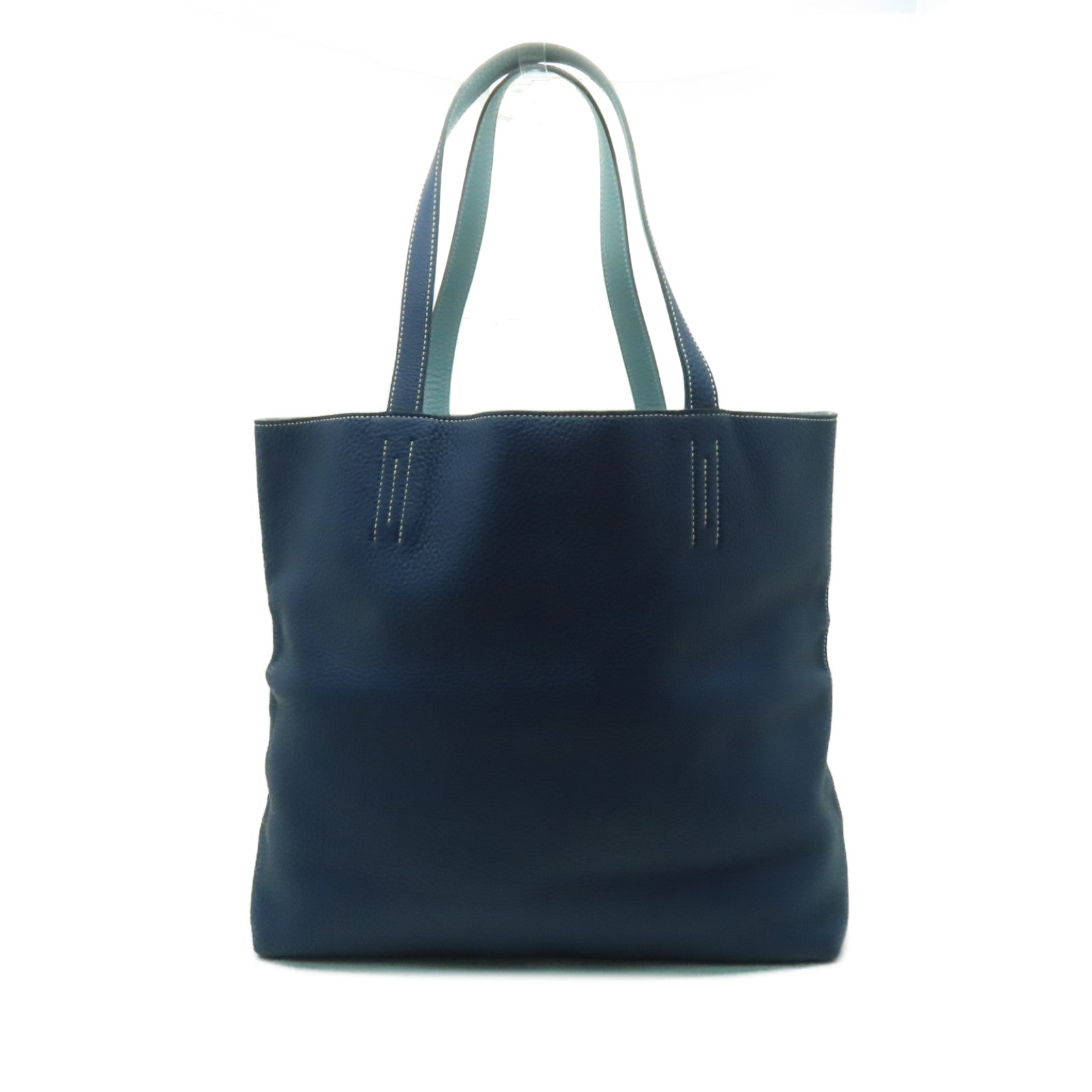 HERMES Clemence皮革Double Sens手挽袋深藍色