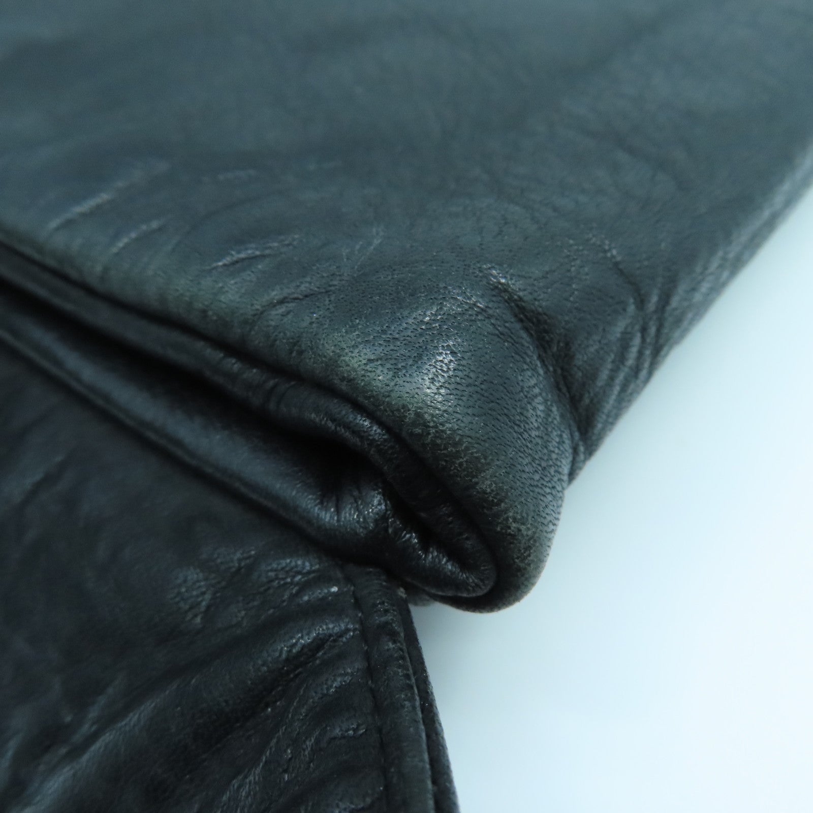 agnes b. 皮革Shoulder Bag銀扣肩背袋黑色