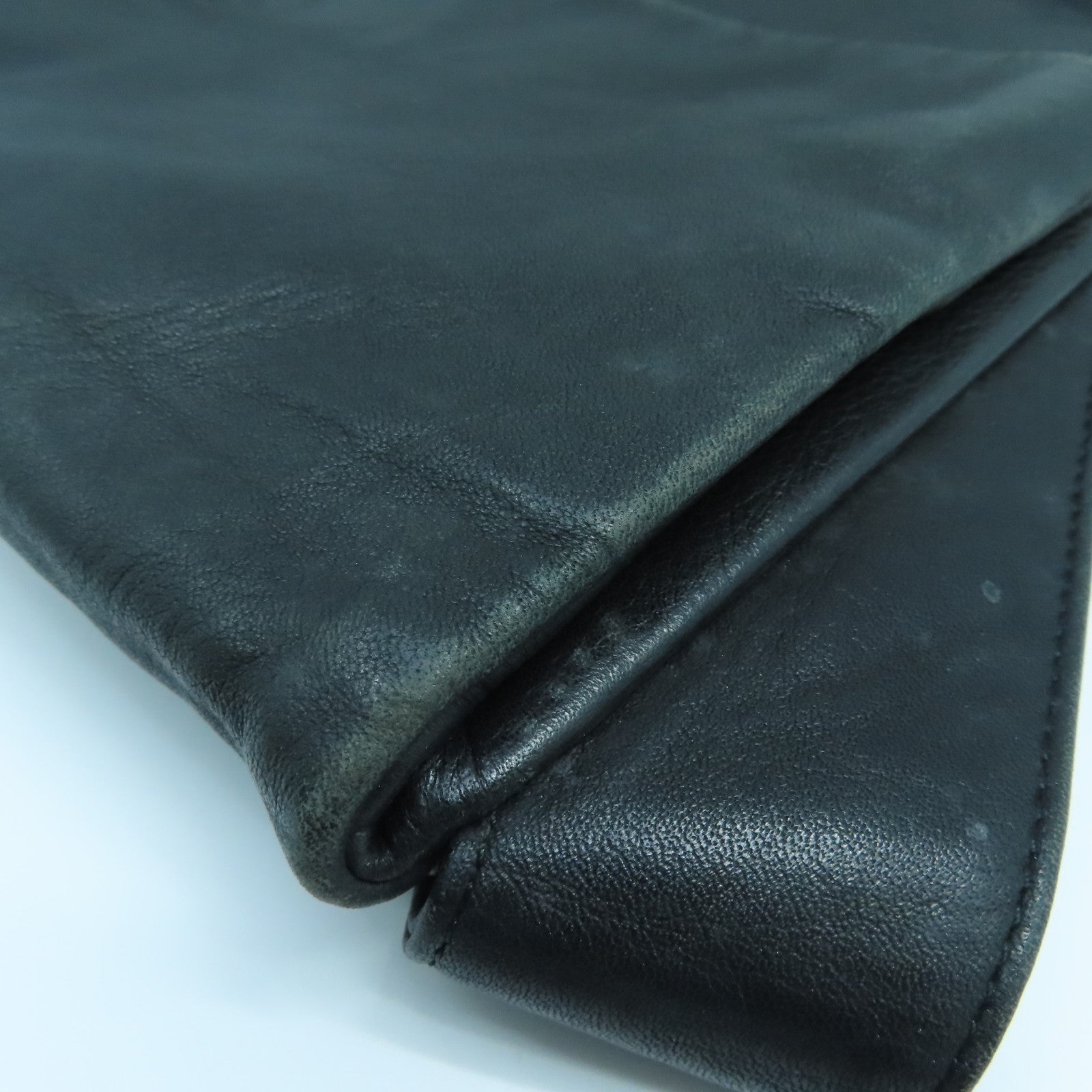 agnes b. 皮革Shoulder Bag銀扣肩背袋黑色