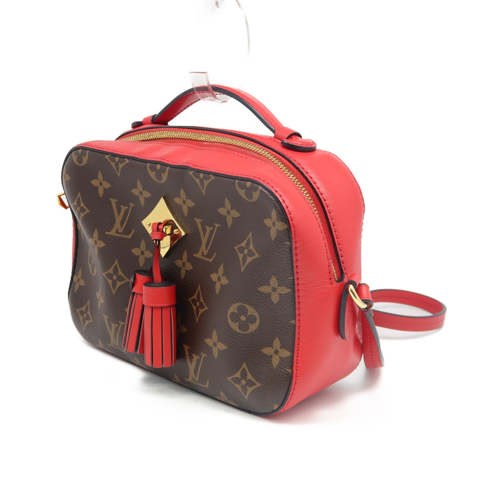 LOUIS VUITTON Monogram Saintonge金扣手挽肩背兩用袋紅色