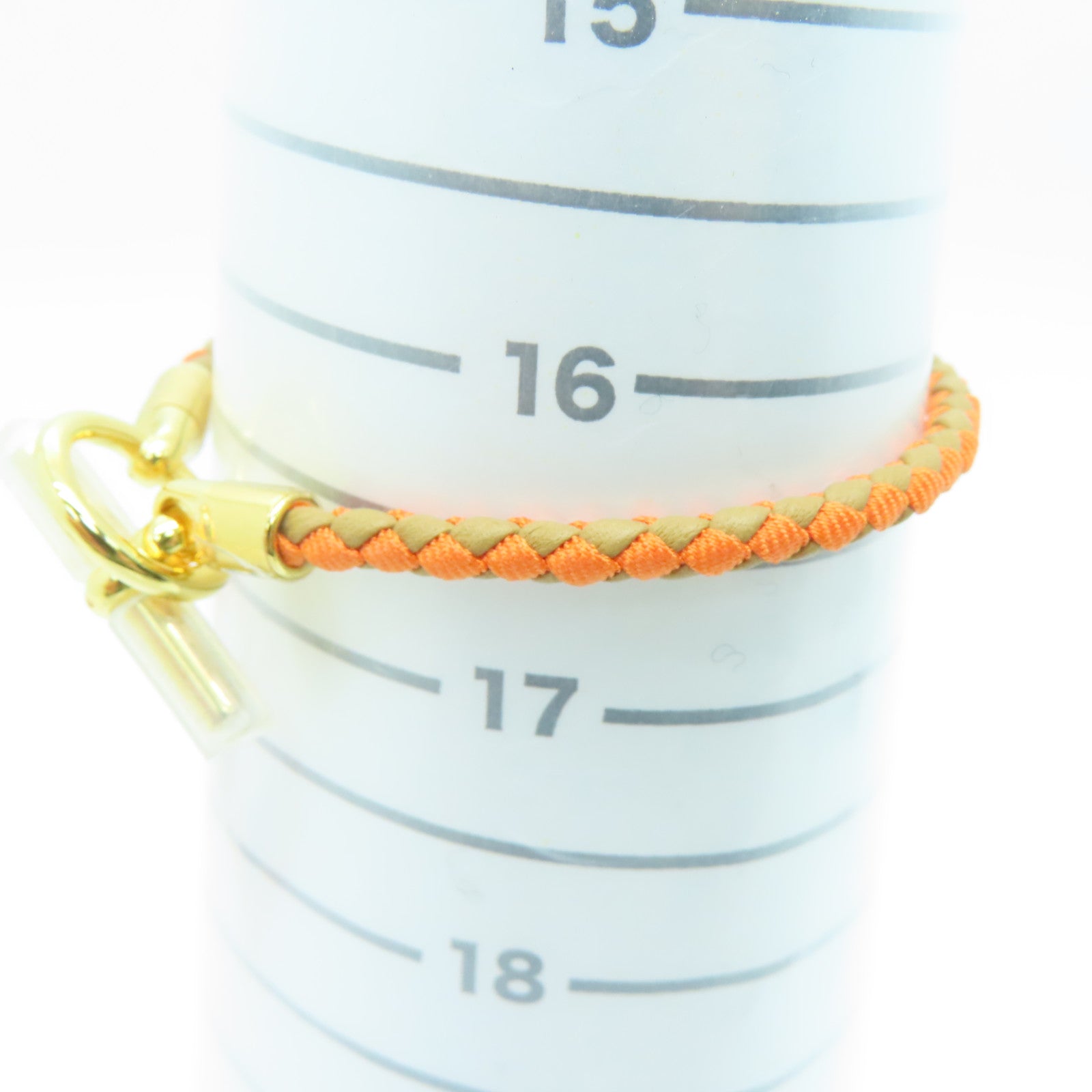 HERMES Swift皮革Glenan Bracelet金扣手帶橙色