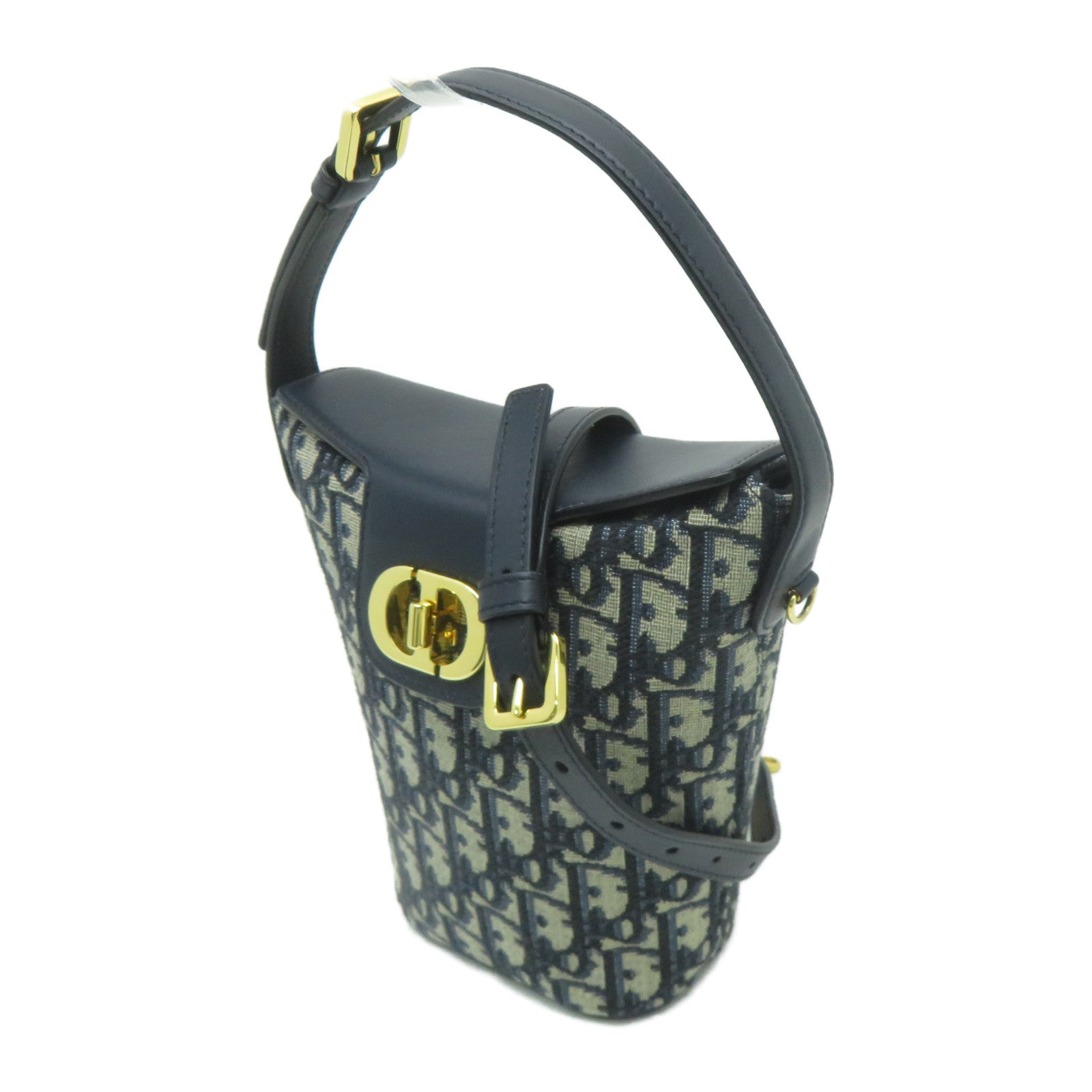 Dior 帆布Shoulder Bag金扣手挽肩背兩用袋藍色