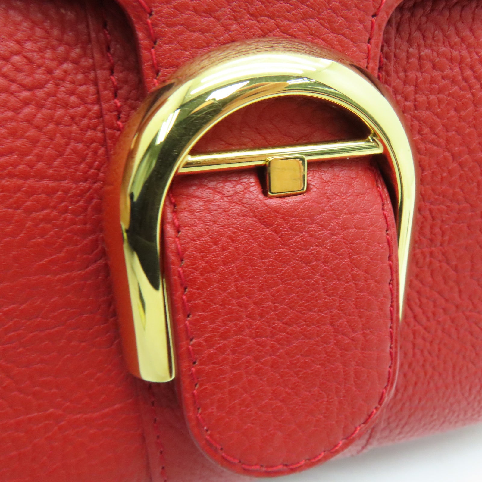 SELECTION [Sharp discount] Cowhide leather Delvaux Brillant Mini gold buckle handle shoulder bag red