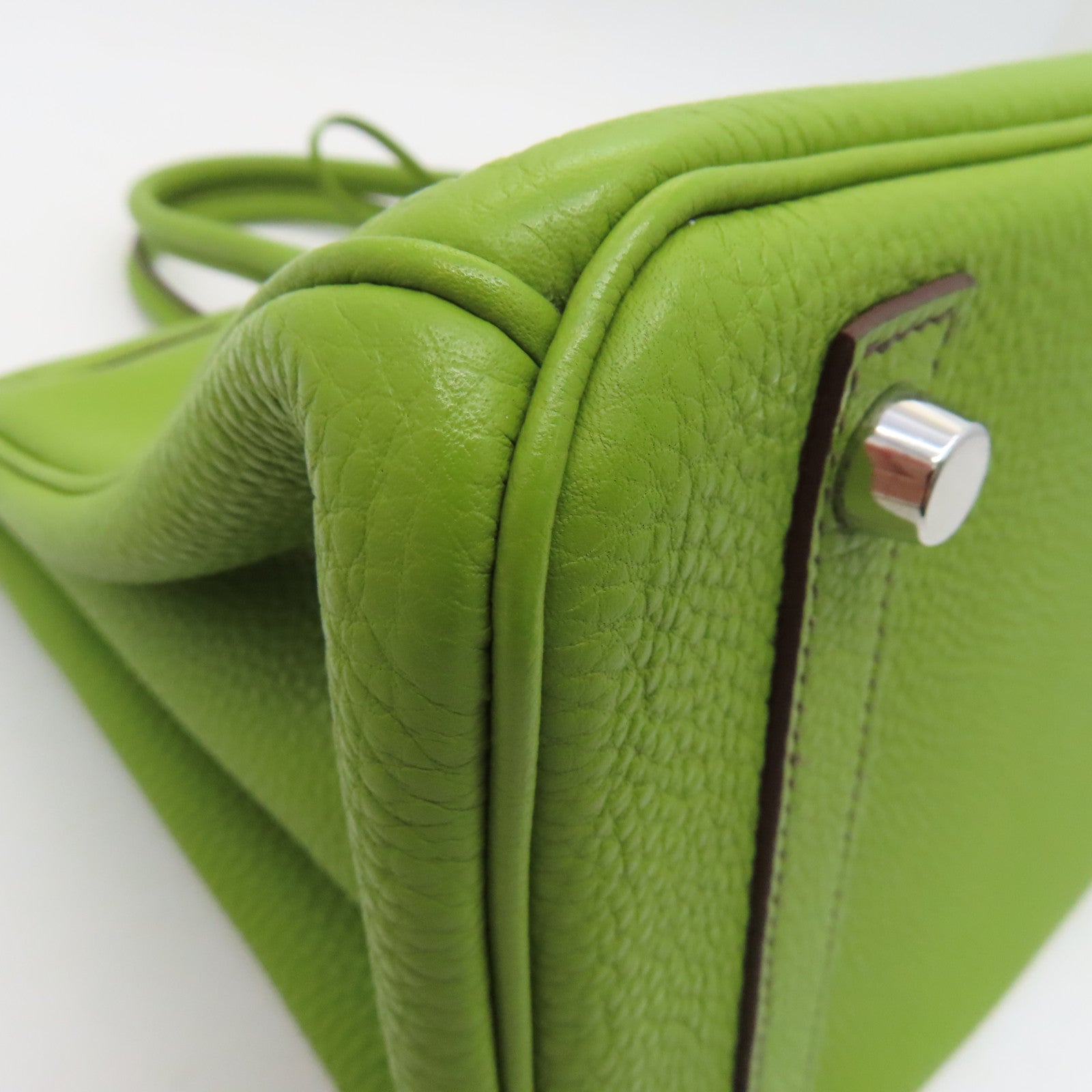 HERMES Clemence皮革Birkin 30銀扣手挽袋Vert Anis/綠色