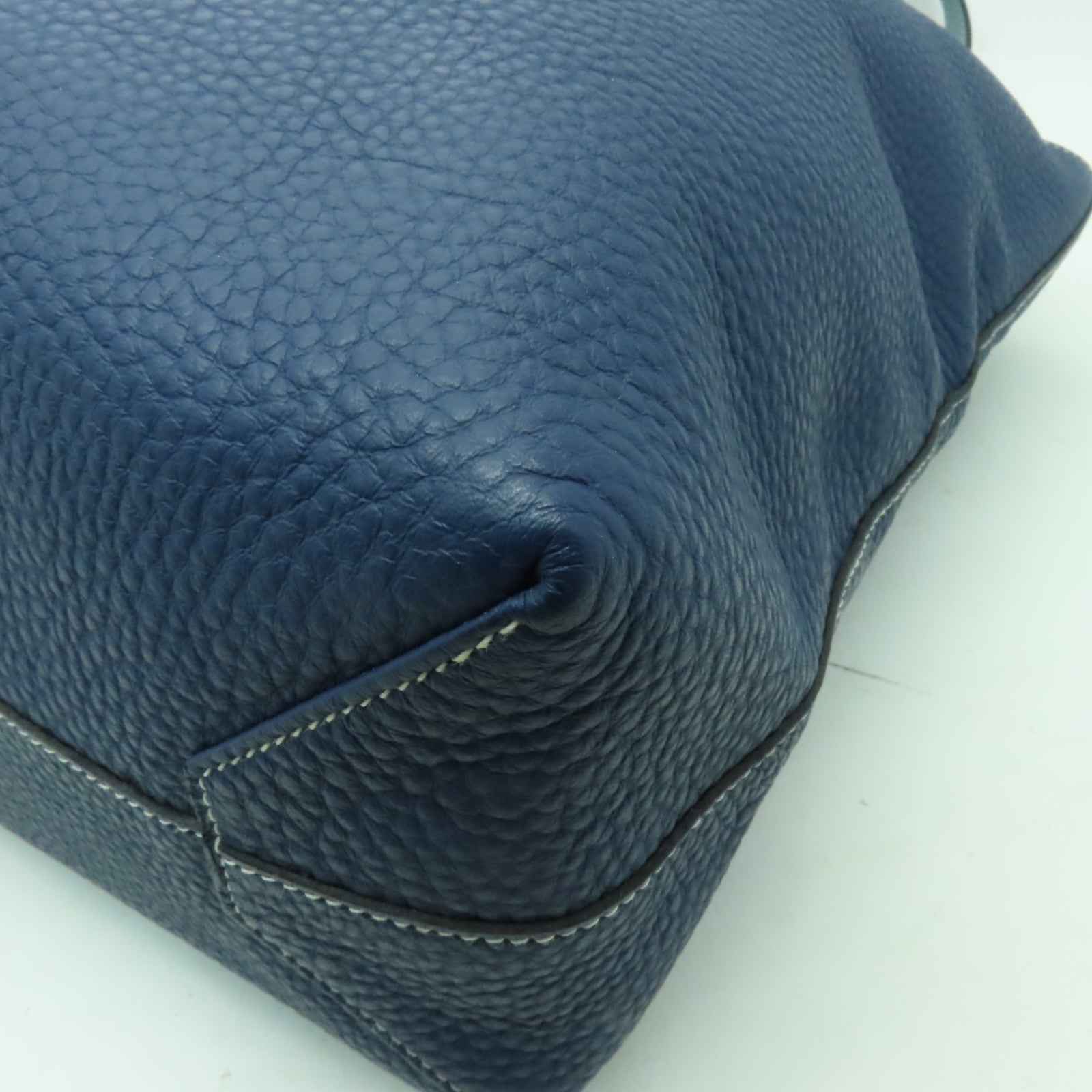 HERMES Clemence皮革Double Sens手挽袋深藍色