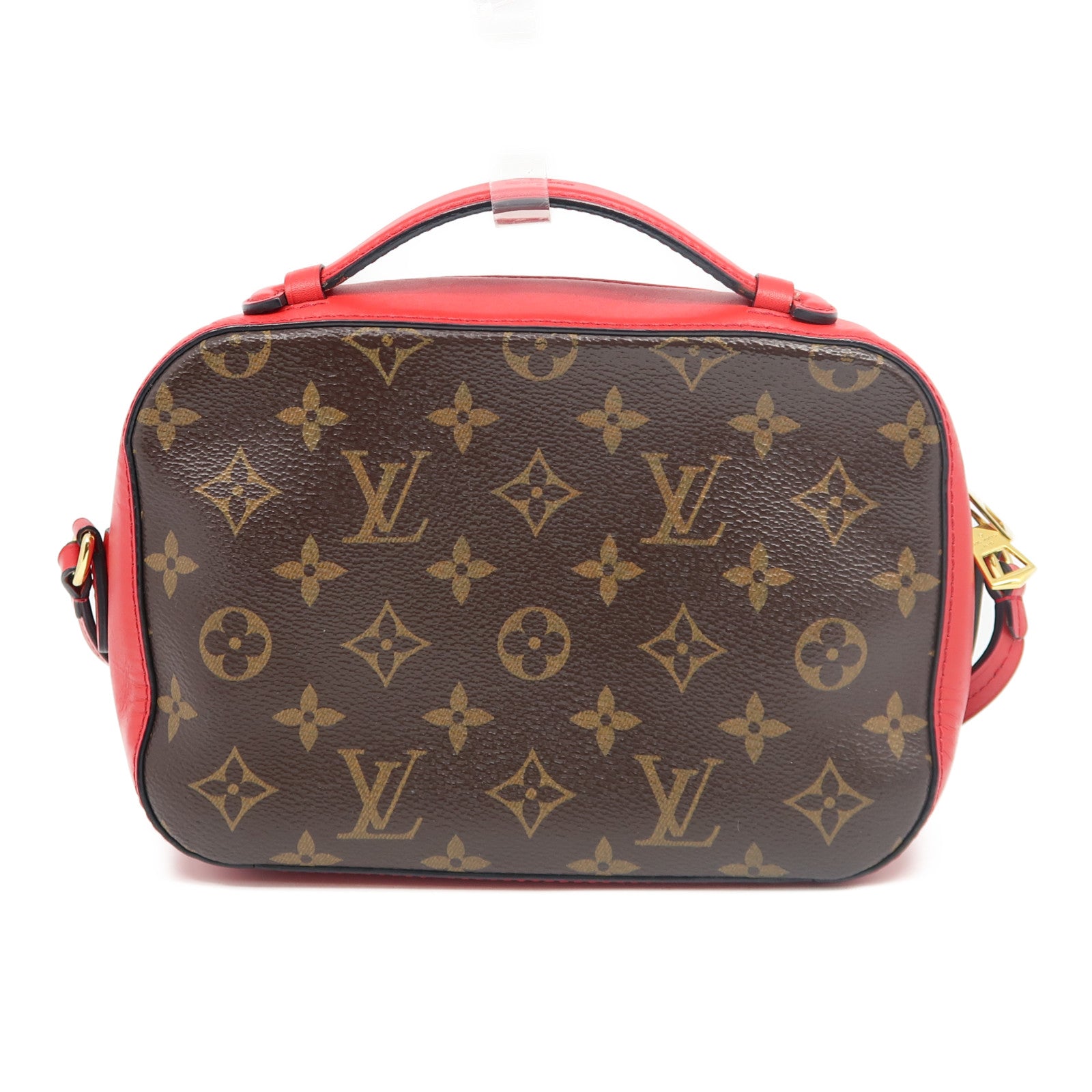 LOUIS VUITTON Monogram Saintonge金扣手挽肩背兩用袋紅色