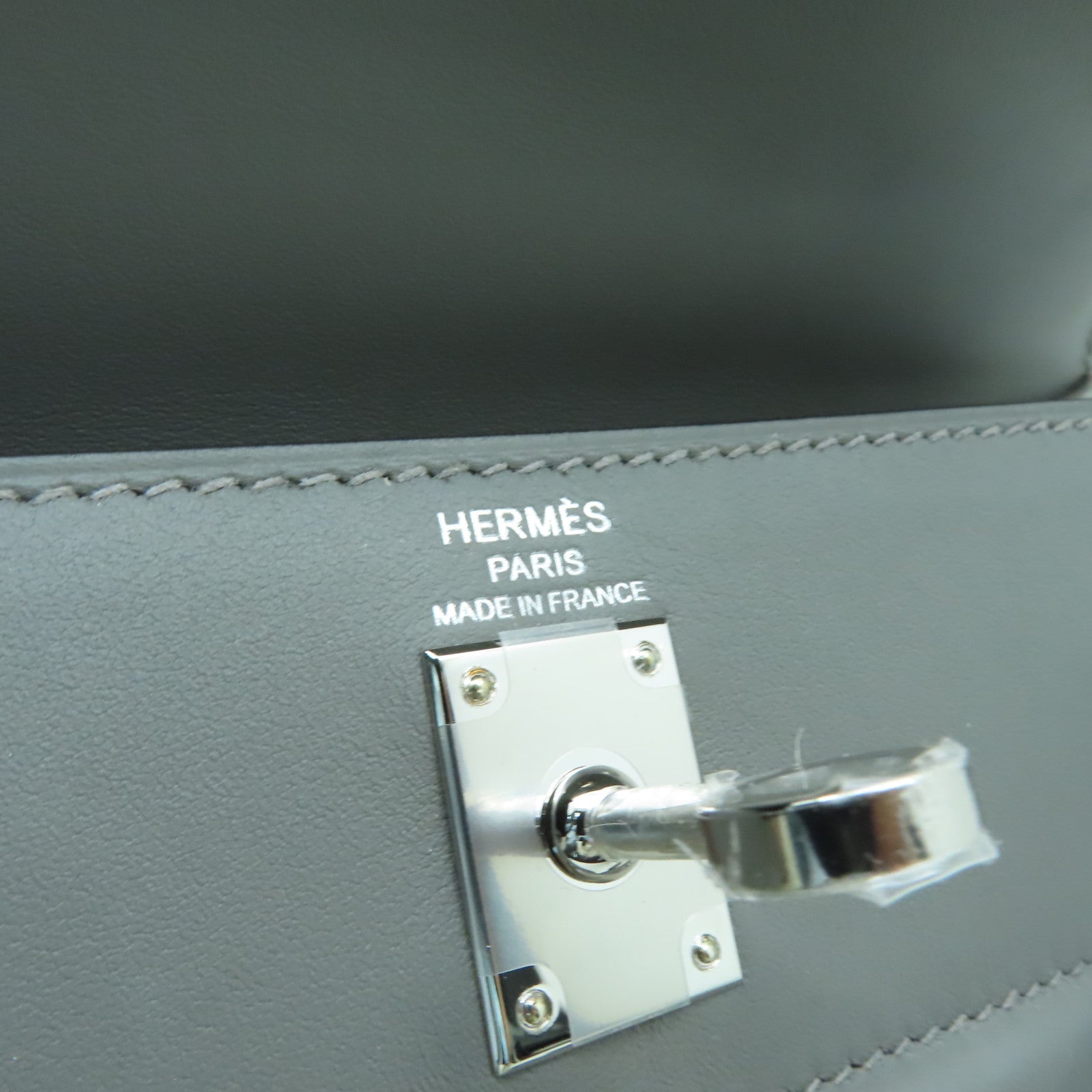 HERMES Swift皮革Kelly 25 Padded銀扣手挽肩背兩用袋Gris Meyer灰色