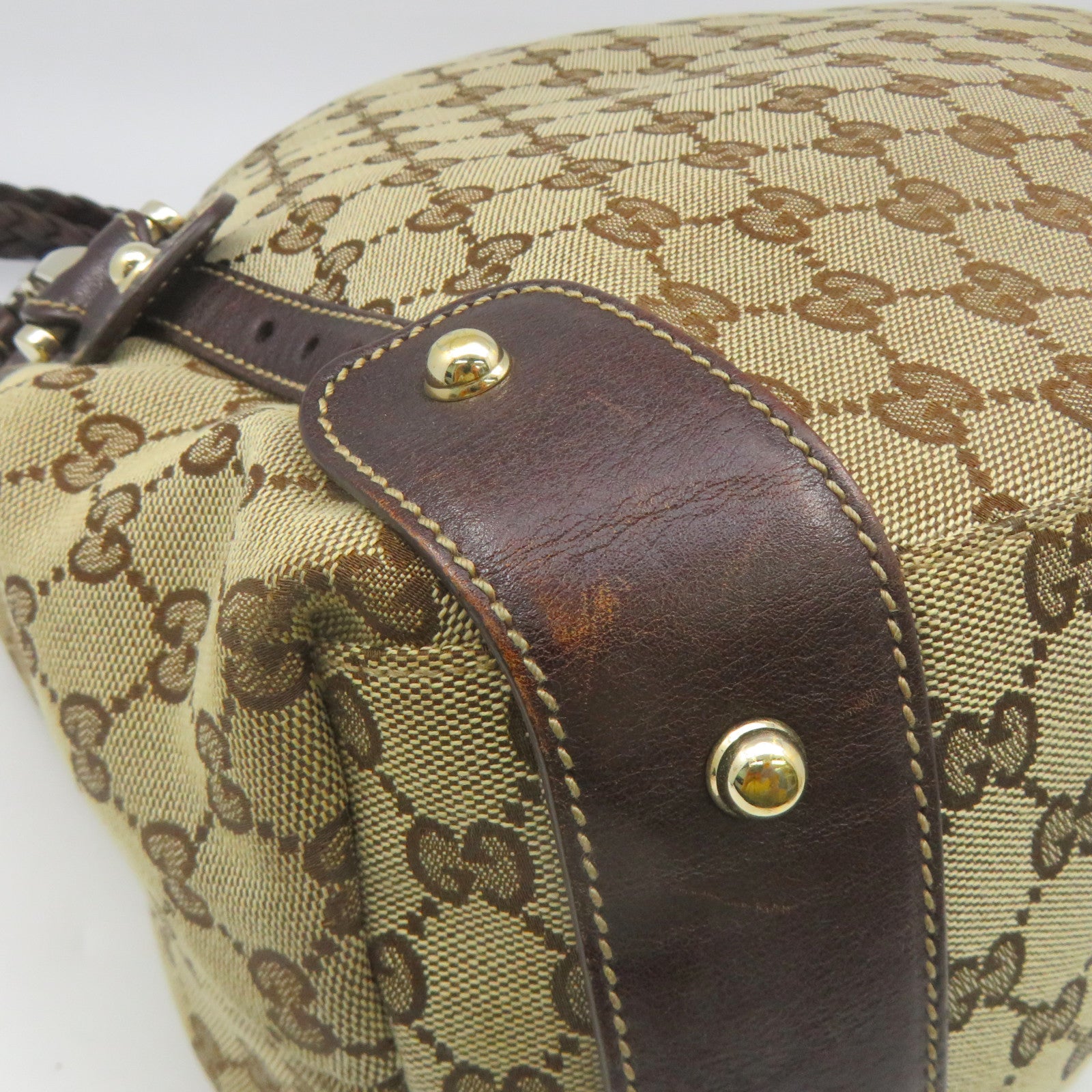 GUCCI 帆布Shoulder Bag金扣肩背袋啡色