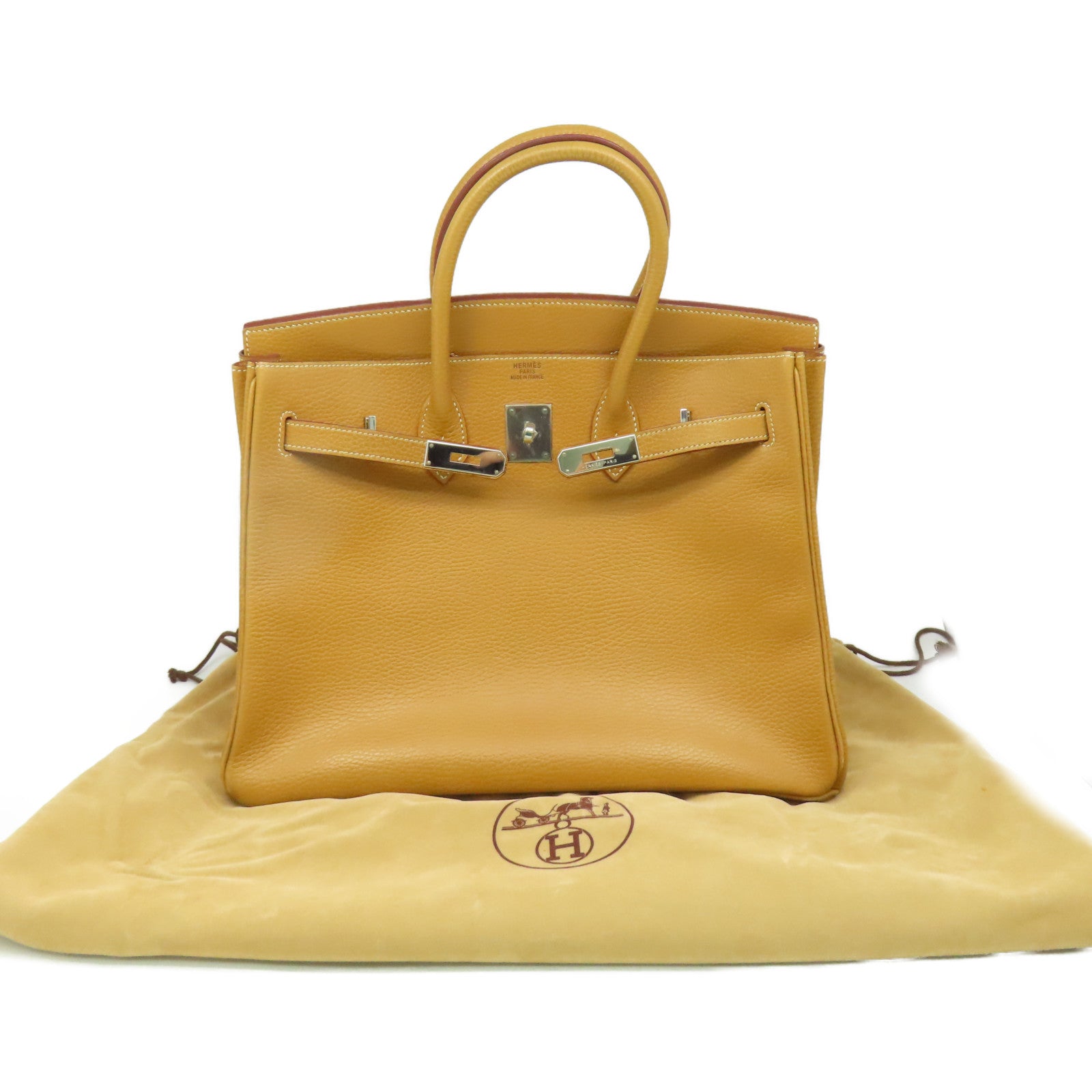 HERMES Ardennes皮革Birkin 35 Hand Bag銀扣手挽袋Natural啡色