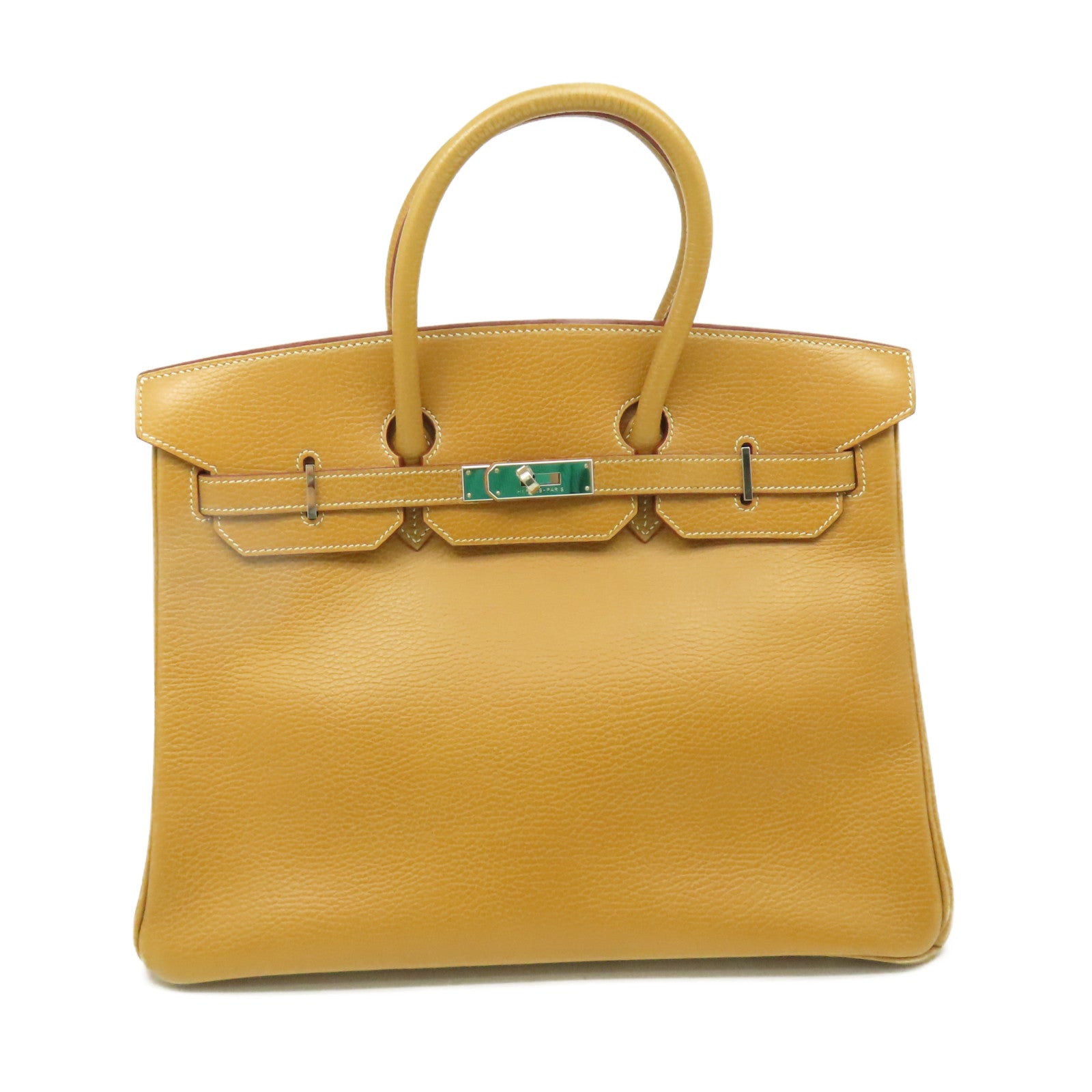 HERMES Ardennes皮革Birkin 35 Hand Bag銀扣手挽袋Natural啡色
